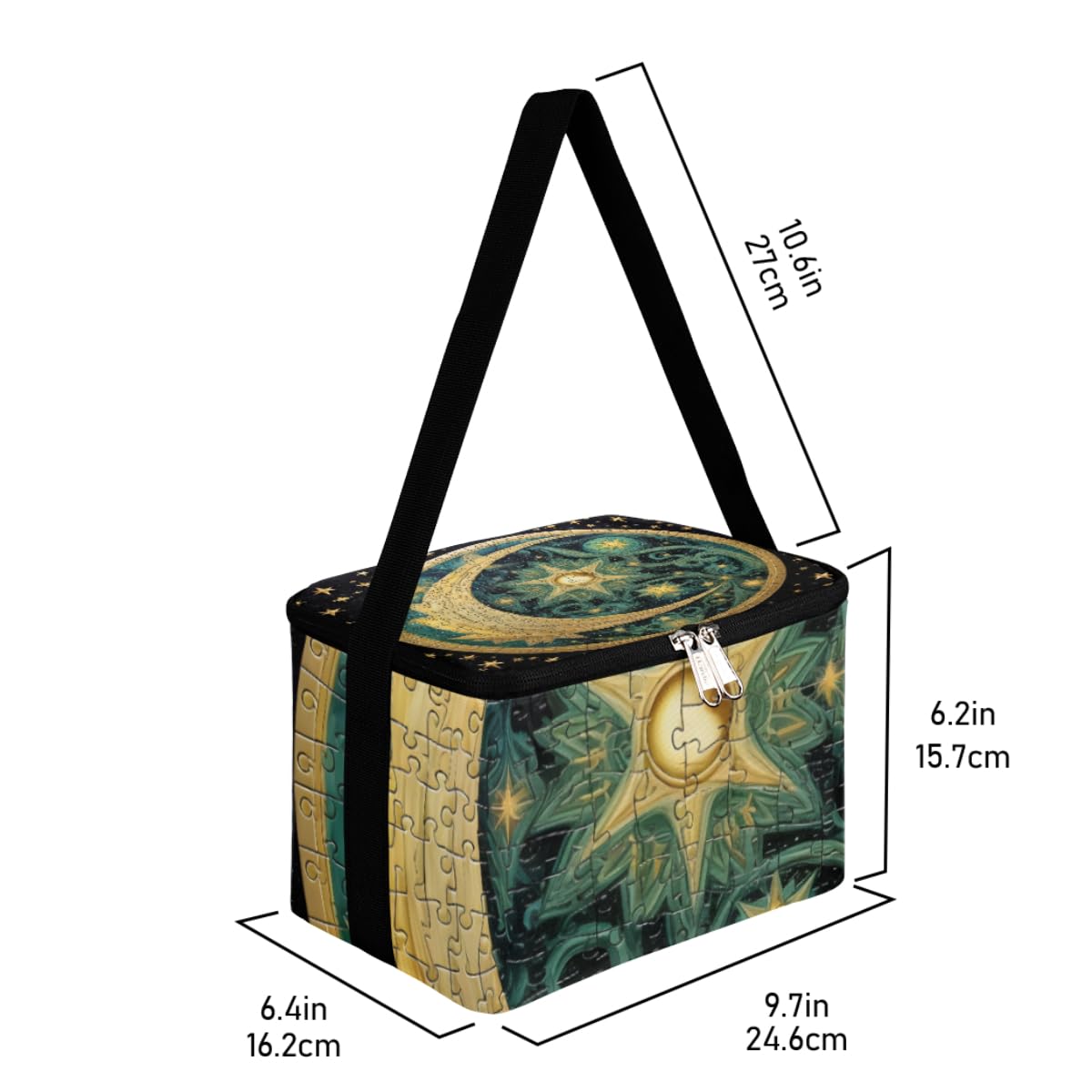 Lunch Bags for Women Men 9 Cans,Moon Star Hot & Cold Food Delivery Bag Insulated Grocery Bag Insulated Lunch Box Ethnic Cooler Bag for Office Work Picnic Beach