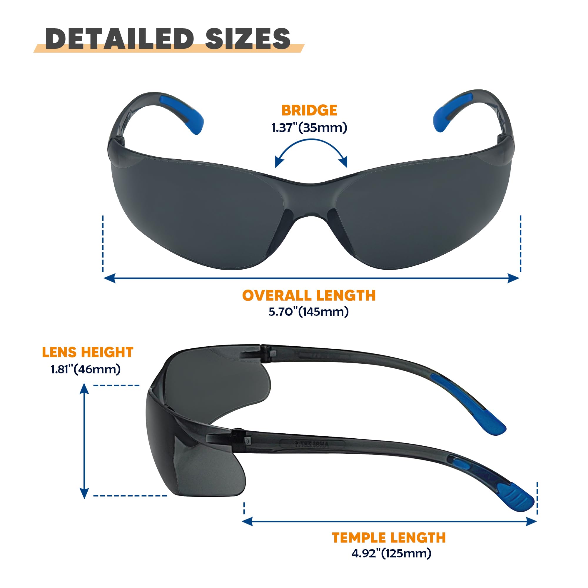 24 Stück klare/getönte Schutzbrillen, UV-Schutz, Schutzbrille für Herren und Damen