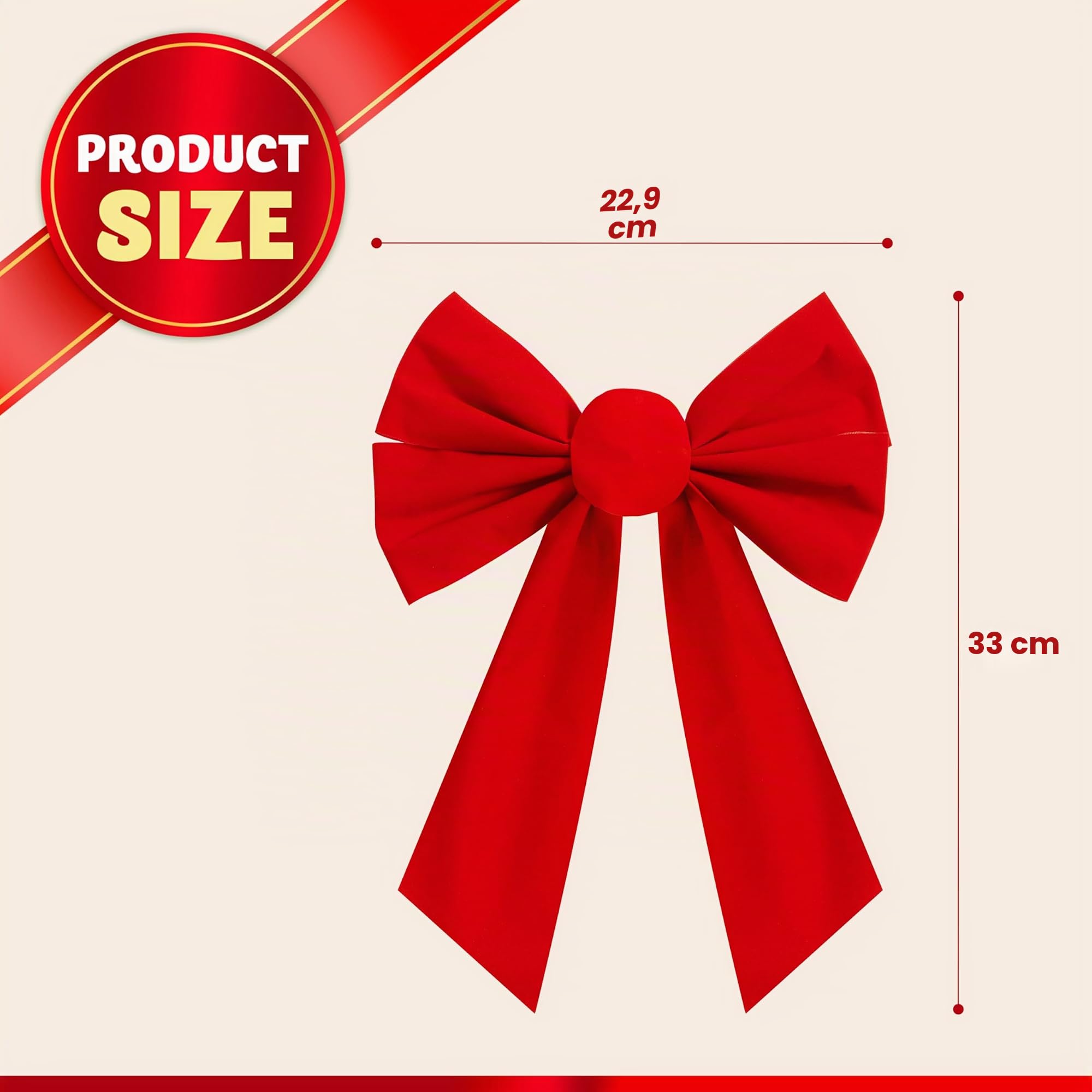 JOYIN 12 rote Weihnachtsschleifen aus Samt, 33 cm lang und 22,9 cm breit, dekorative Weihnachtsschleifen für Kranz, Girlande, Baumdekoration, Innen- und Außenbereich, Urlaubsdekorationen
