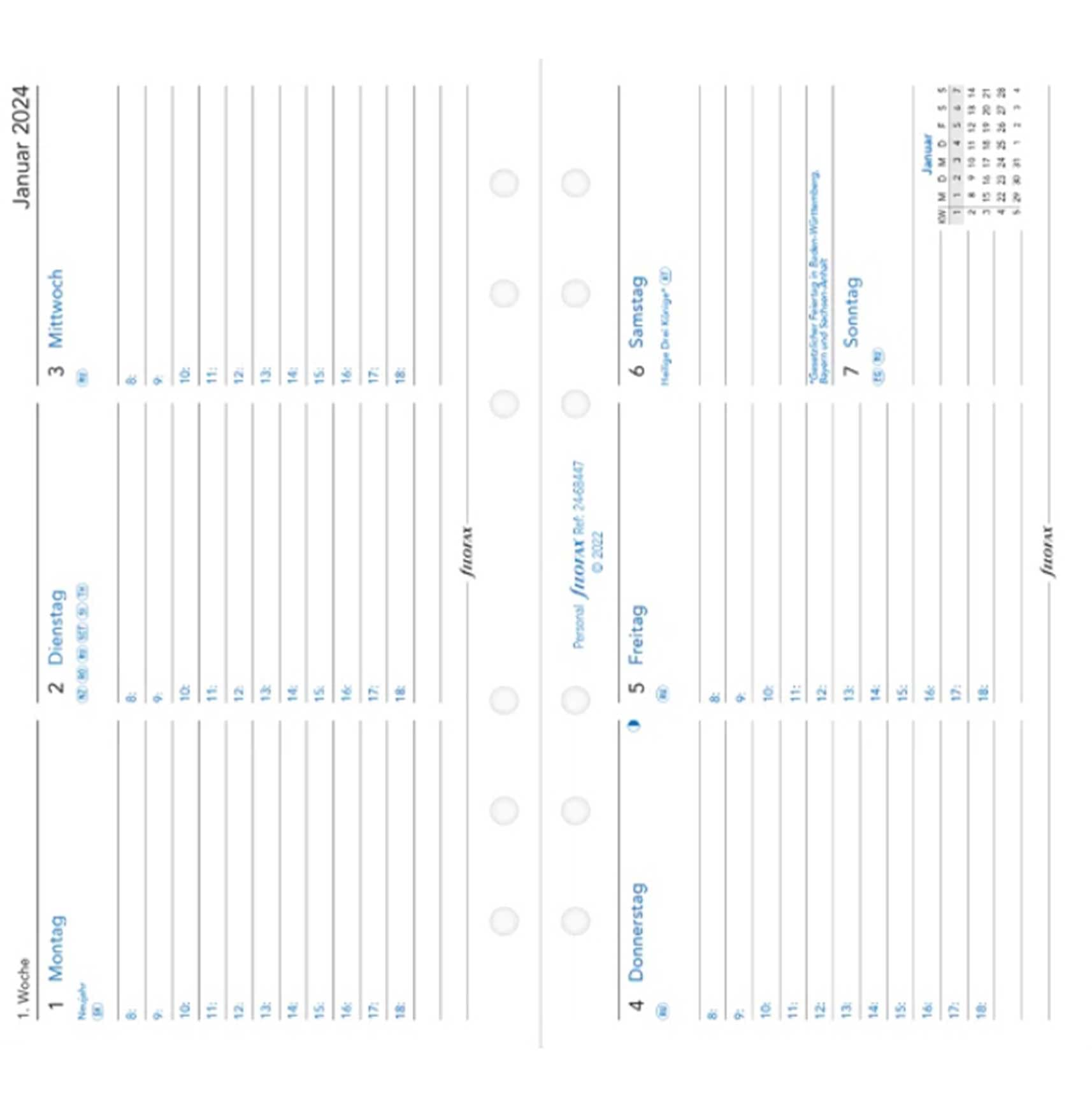 FILOFAX Calendar Insert Personal 1 Week on 2 Pages, Horiz.(German) 2024, 8.99, 8,99 - Image 2