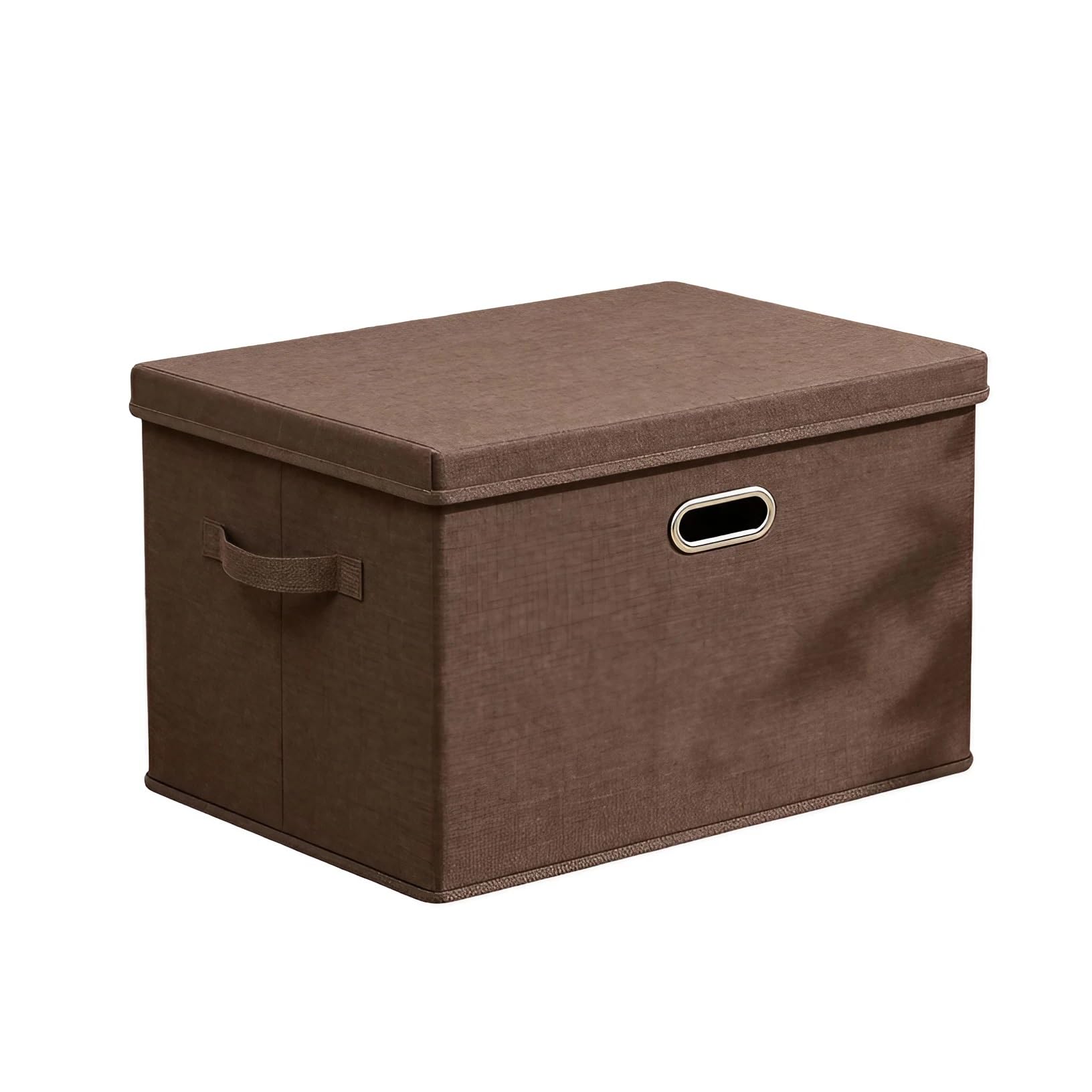 FTYEBDNC Large Clothes Storage with Lid, Collapsible Linen Cube Wardrobe Organiser/Brown/32 * 24 * 18 cm