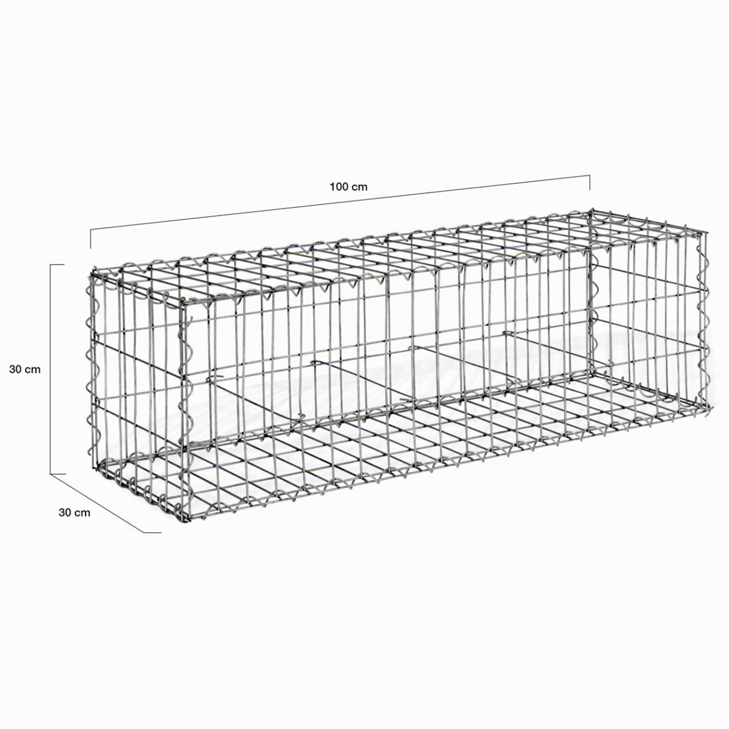 IDMarket - Juego de 2 gaviones para piedra (100 x 30 x 30 cm)