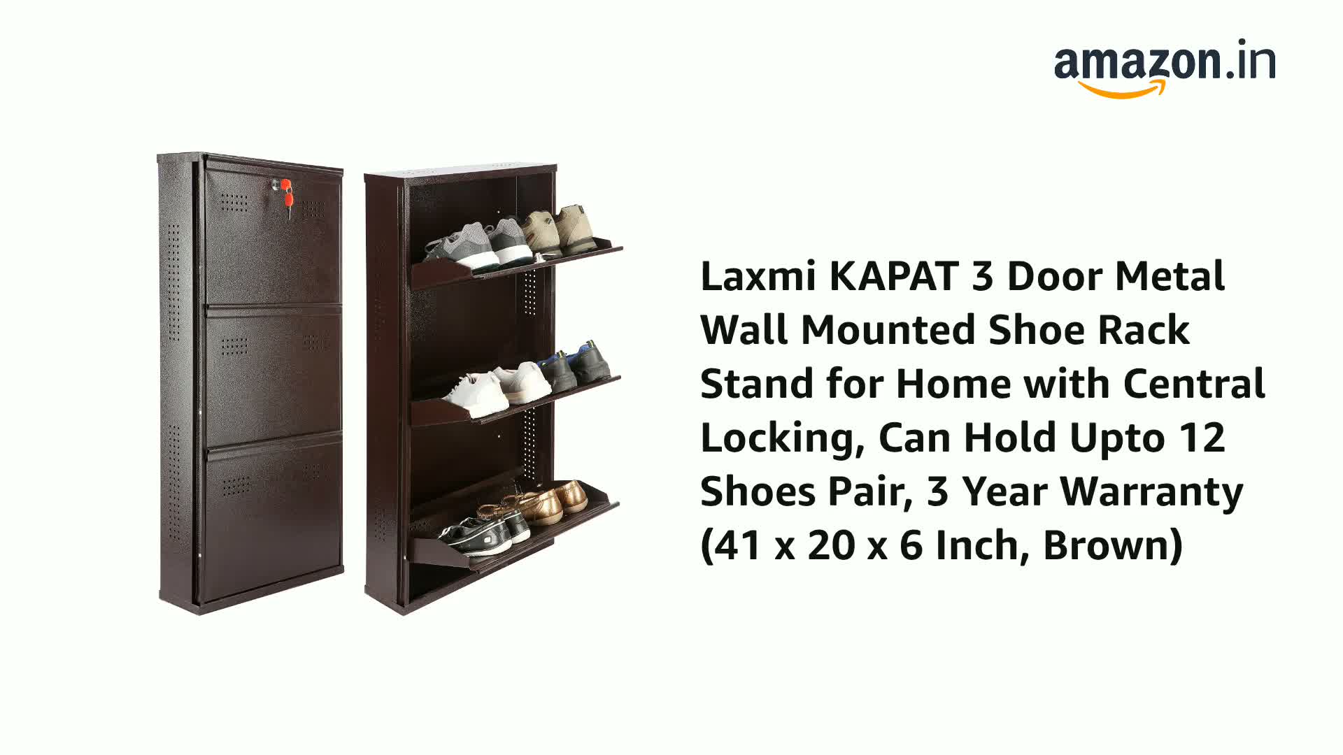 Laxmi KAPAT 3 Door Metal Wall Mounted Shoe Rack Stand for Home