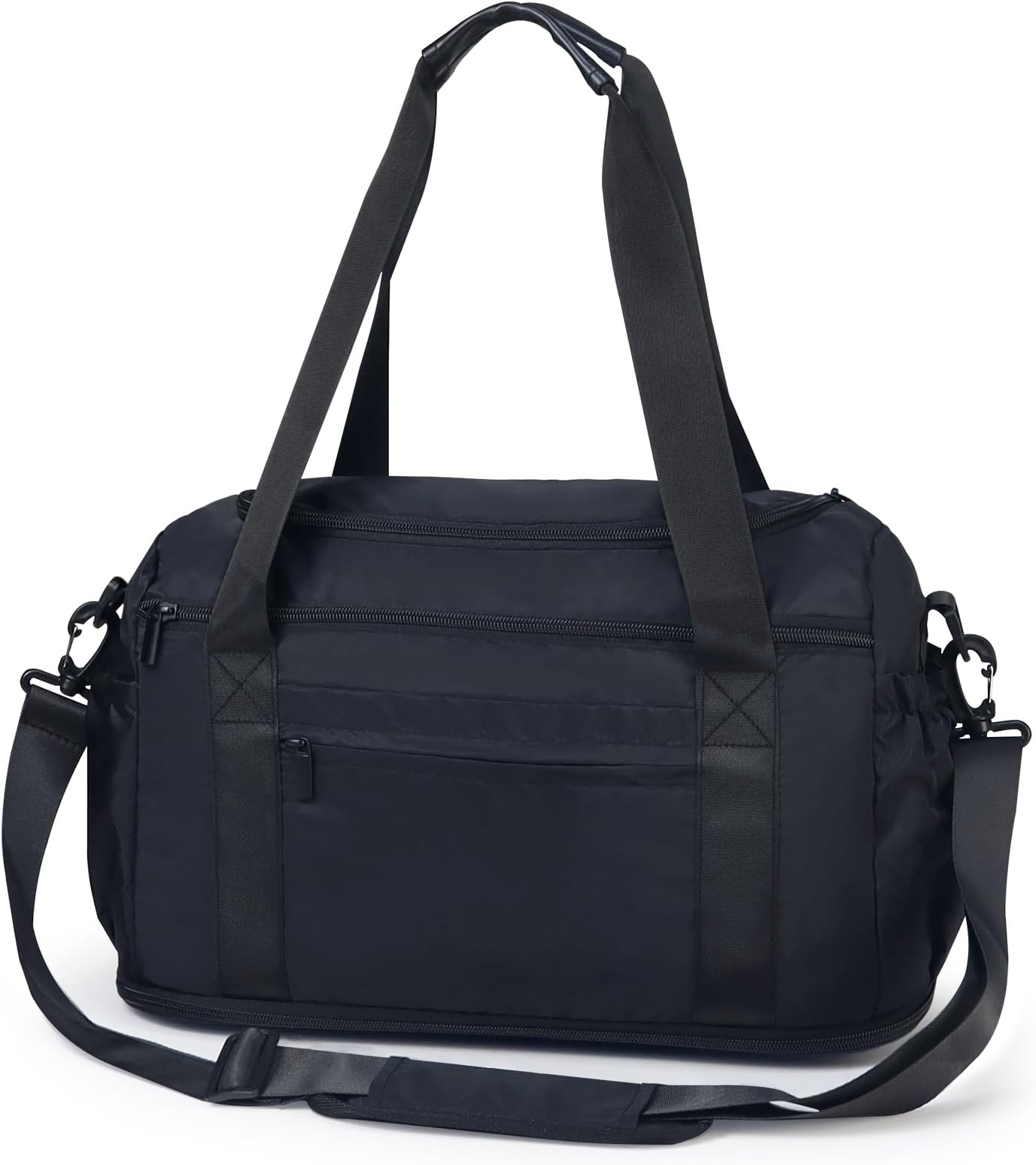 AosbosTravel Duffle Bag Expandable Weekender Bag for Women Men Carry On Bag for Airplanes Underseat Personal Item Travel Bag, Overnight Bag, Black