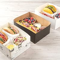 Vista 11 de Restaurantware Bio Tek - Bandejas de hamburguesas de 8.4 x 6 x 3.5 pulgadas, 100 bandejas de papel desechables para alimentos, bandejas de papel