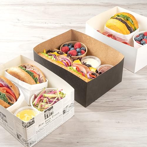 Miniatura 11 de Restaurantware Bio Tek - Bandejas de hamburguesas de 8.4 x 6 x 3.5 pulgadas, 100 bandejas de papel desechables para alimentos, bandejas de papel