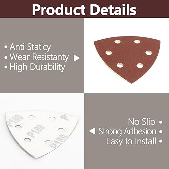Mouse Sander Pad, 62Pcs Palm Sander Sheets Mouse Detail 60-320 Grit