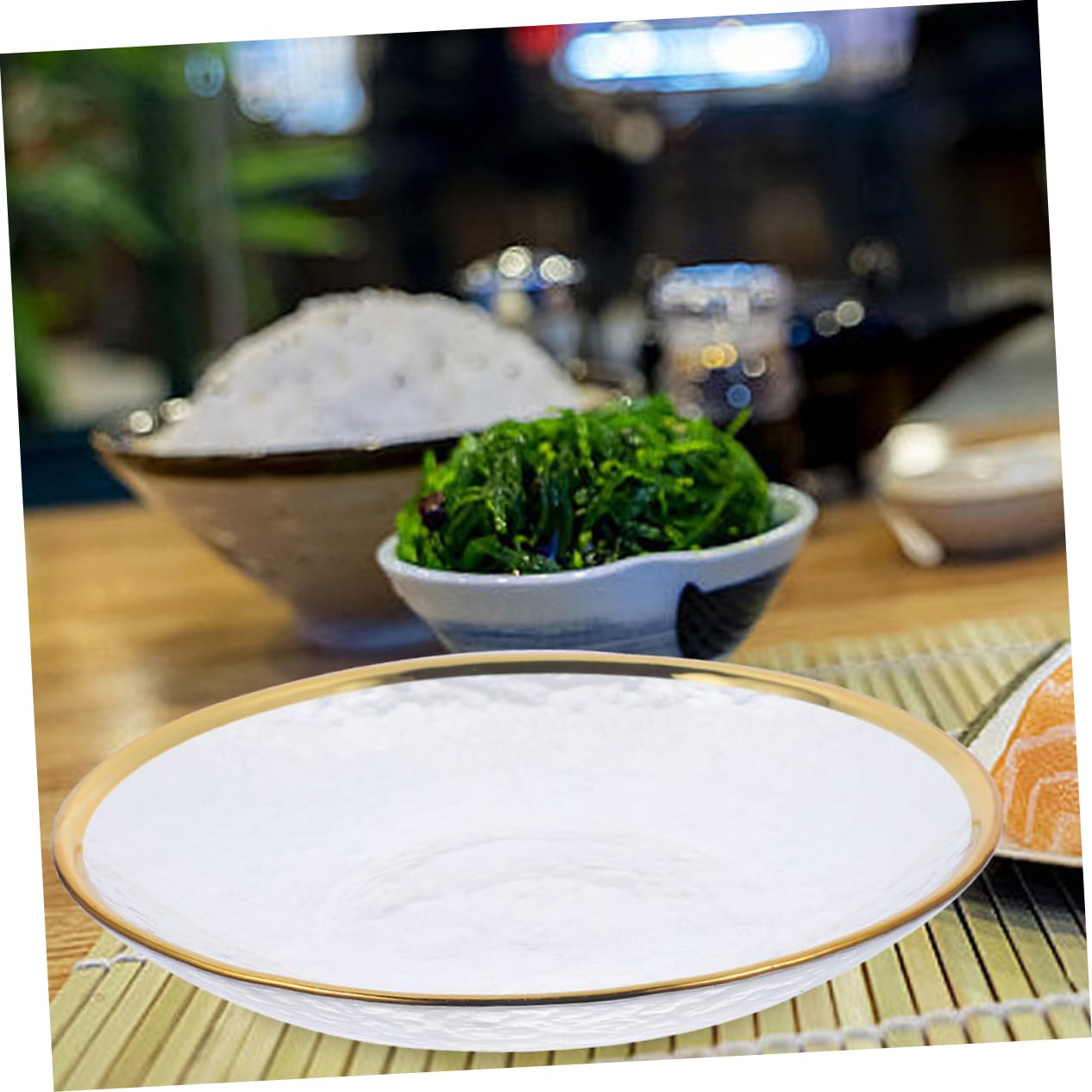 IMIKEYA Piatto Con Dorato Per Insalata e Frutta Elegante Piatto Giapponese Da Tavola Per Servire Snack e Dessert Versatile Per Uso Quotidiano e Occasioni Speciali