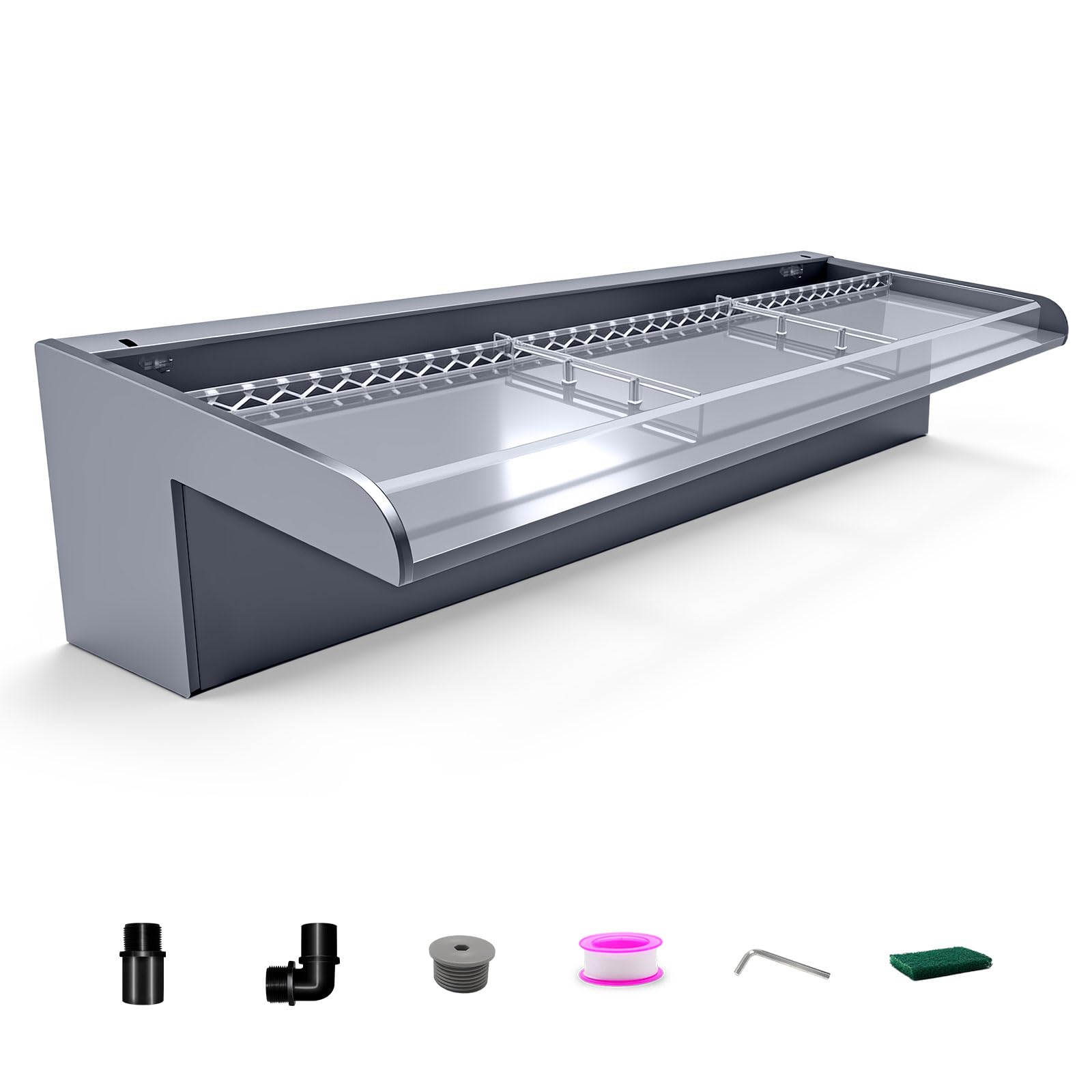 Cascada con cubierta, fuente para exterior, cascada acrílica para estanques koi, kit de fuente para jardín, terraza y piscina – 60 cm