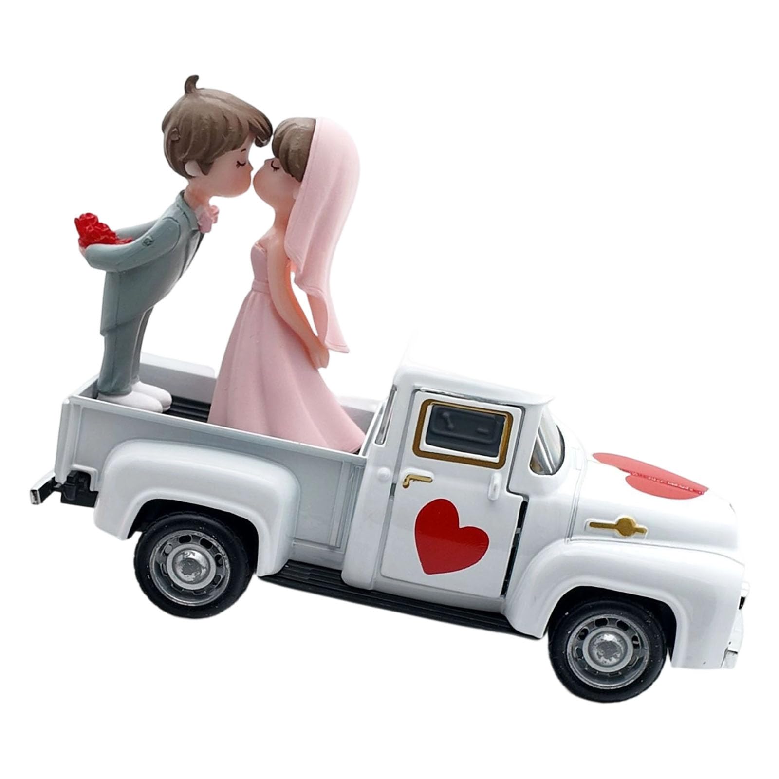 our fave Pull Back Miniature Truck Model Wedding Anniversary Ornament with Bride and Groom Figurines Cake Toppers Decoration Gift Pickup Truck Decors