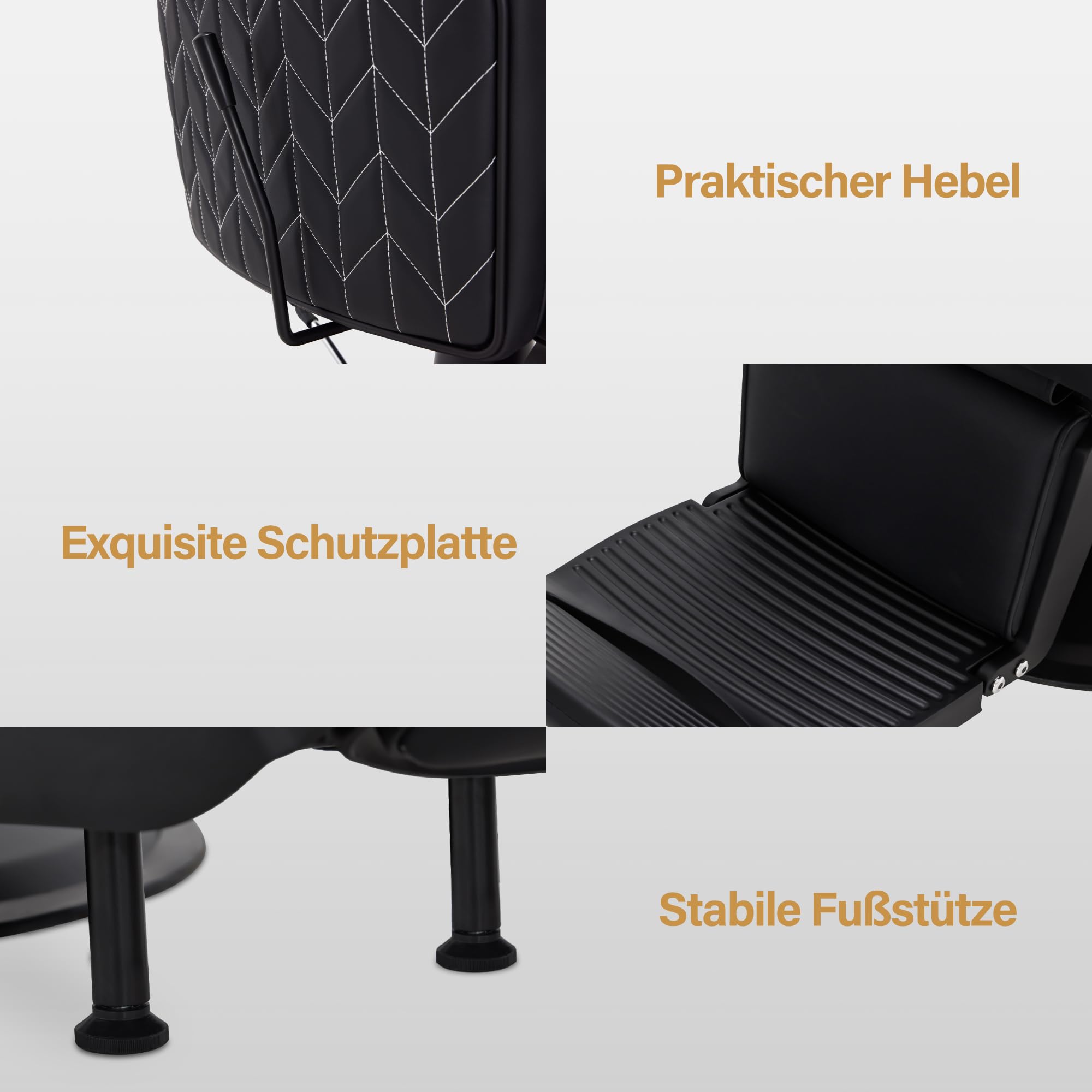 Barberpub Friseurstuhl mit Kopfstütze Kippbar, Friseureinrichtung mit Hydraulikpumpe 360° Drehbar, Bedienungsstuhl Höhenverstellbar, Barber Stuhl Friseurstühle Kunstleder, 2625 (Schwarz)
