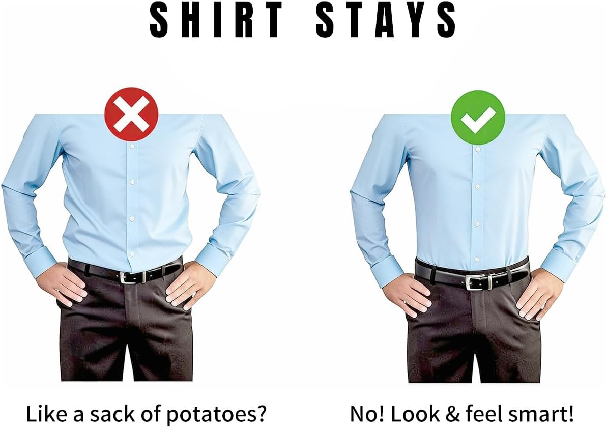 Shirt stays for men Non-slip buckle with adjustable elastic strap,suspender shirt stays suitable for various shirt styles. (2 pace)