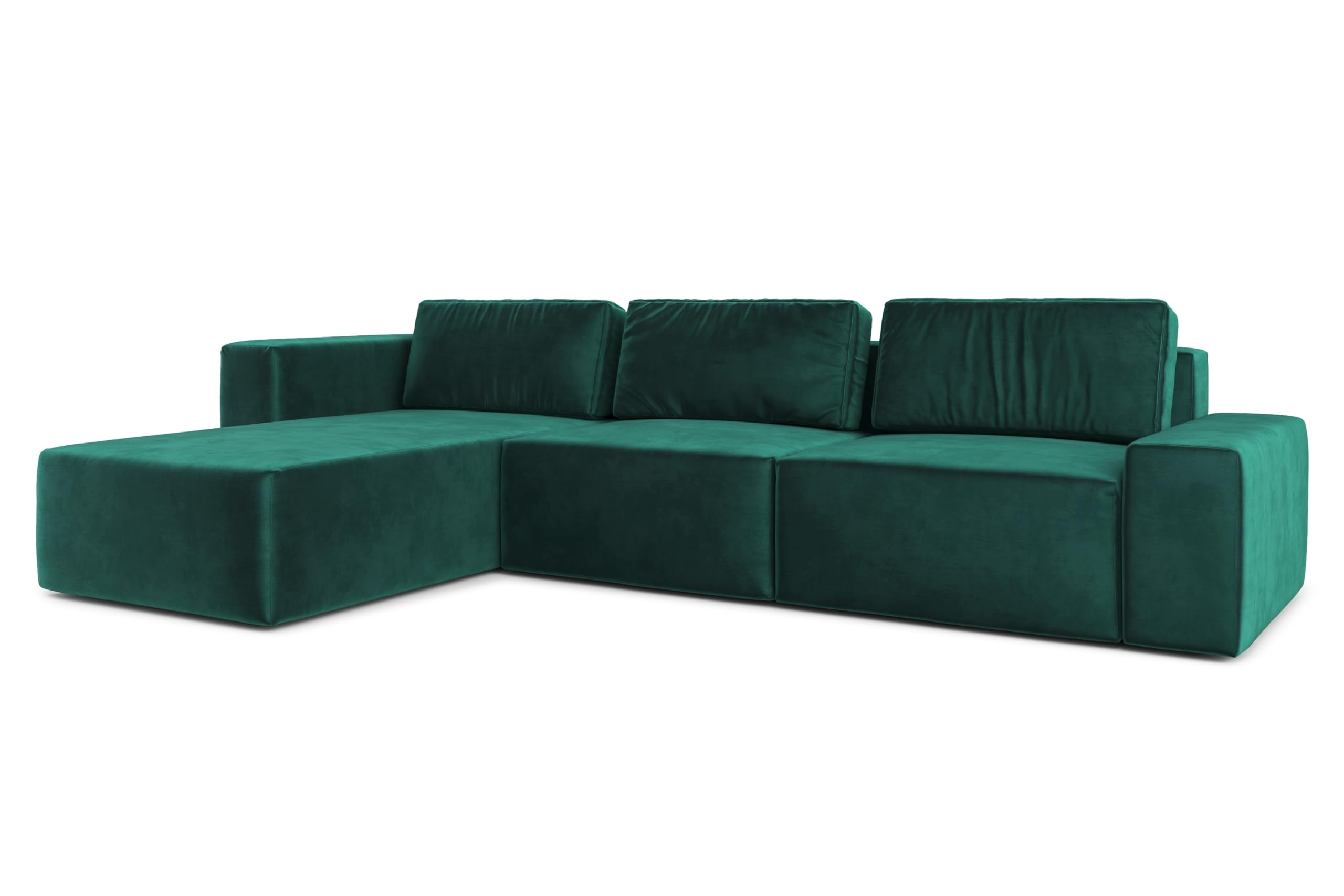 AXLIVING Canapé d'angle XXL en Forme de L Arkleton Vert 360 cm - Confort L