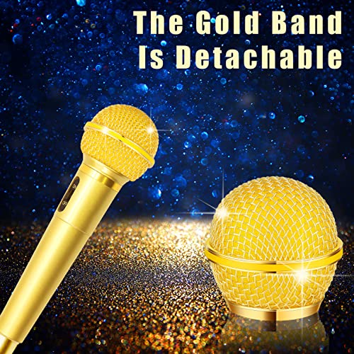 Bonuci 4 Pcs Gold Microphone Grille Mesh Mic Replacement Microphone Windscreens Microphone Head Cover Compatible with SM58 SM58LC SV100 RK143G Wireless Vocal Mic Head Cover, Metal Plated
