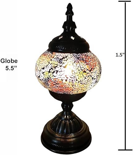Miniatura 7 de Silver Fever - Lámpara turca de mosaico hecha a mano, de cristal marroquí con base de bronce y foco E12, para cabecera, mesa u oficina, Multicolor