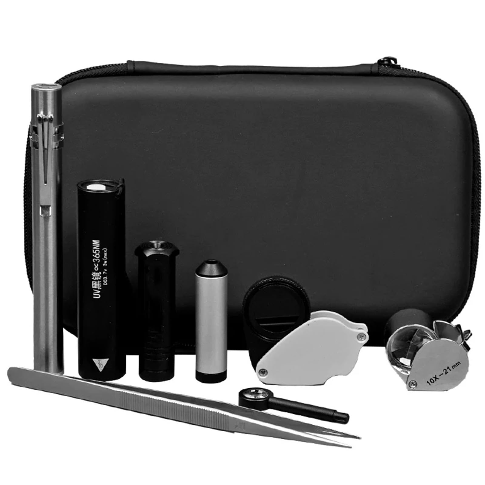 YXZQLOZ Gemstone Identification Tool Kit, Gem Tester, 10x Magnifying Glass,Full-Spectrum Flashlight, Tweezers, For Novice And Expert