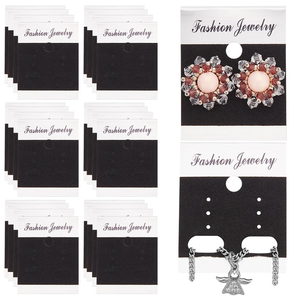 SUNNYCLUE 120Pcs Plastic Earring Cards Silver Jewelry Display Cards Bulk Velvet Rectangle Jewelry Cards with Holes Earrings Card Holder Hanging Display Cards for Jewelry Accessory Selling Displaying