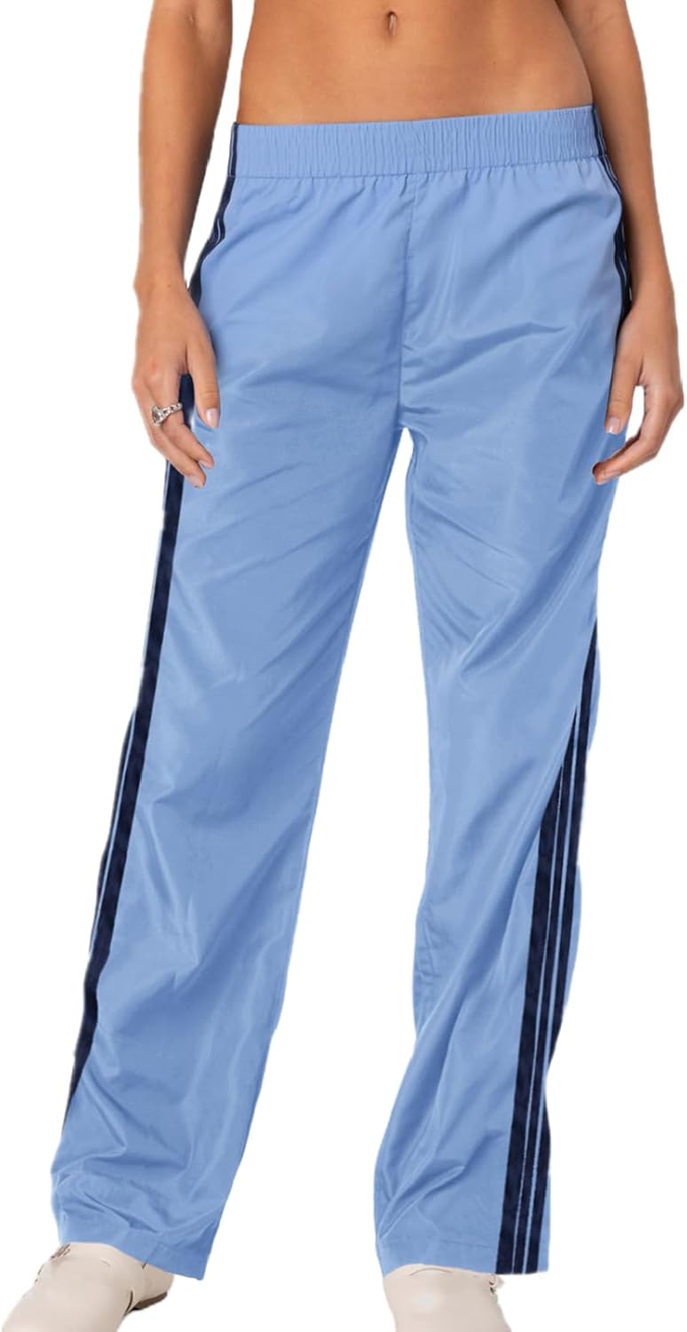 Fernvia Womens Parachute Pants Wide Leg Baggy Y2K Elastic Waist Jogger Sweatpants Track Pants Streetwear