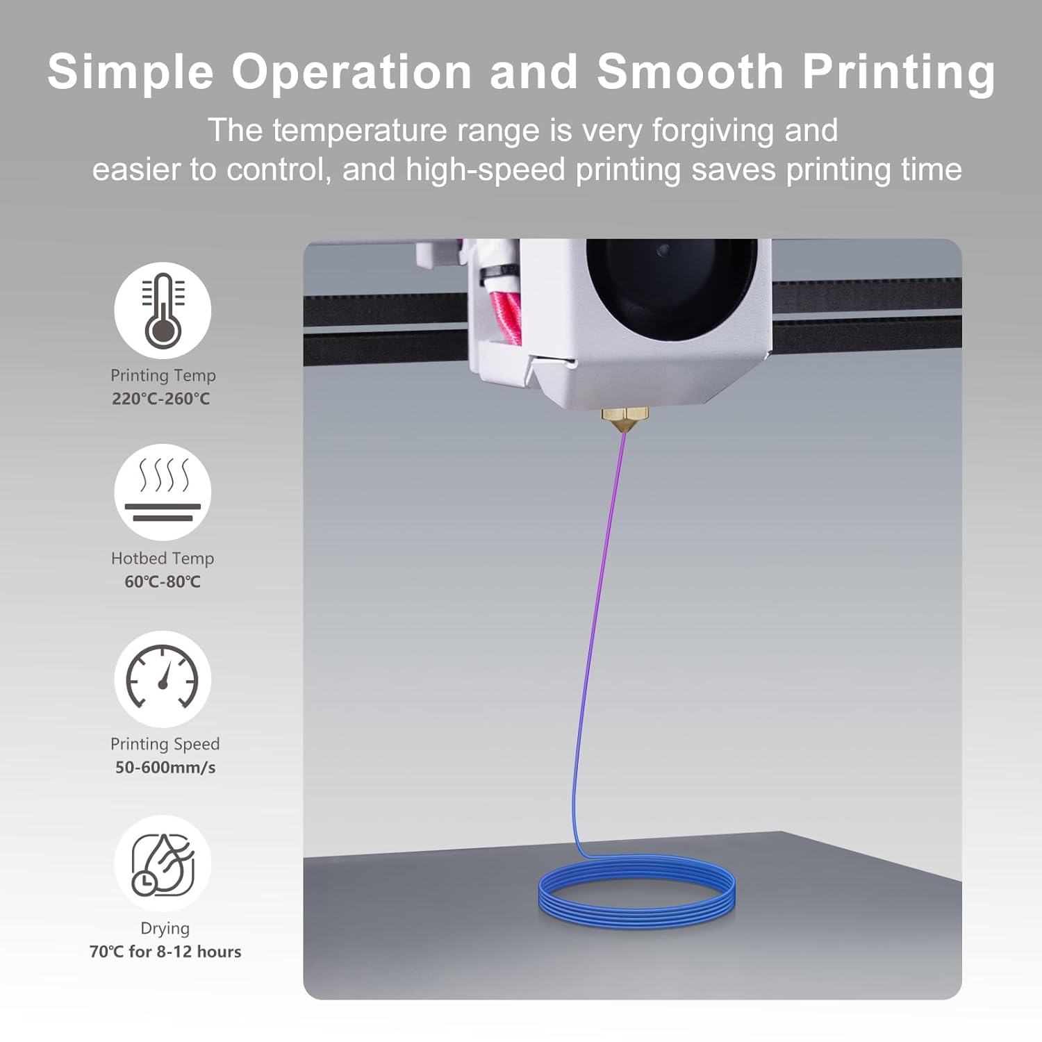 IEMAI Transparent PETG Filament 1.75mm 1kg, Dual Color Gradient Blue to Purple Clear 3D Printer Filament Up to 600mm/s Printing for Lampshade, Creative DIY & Home Decor