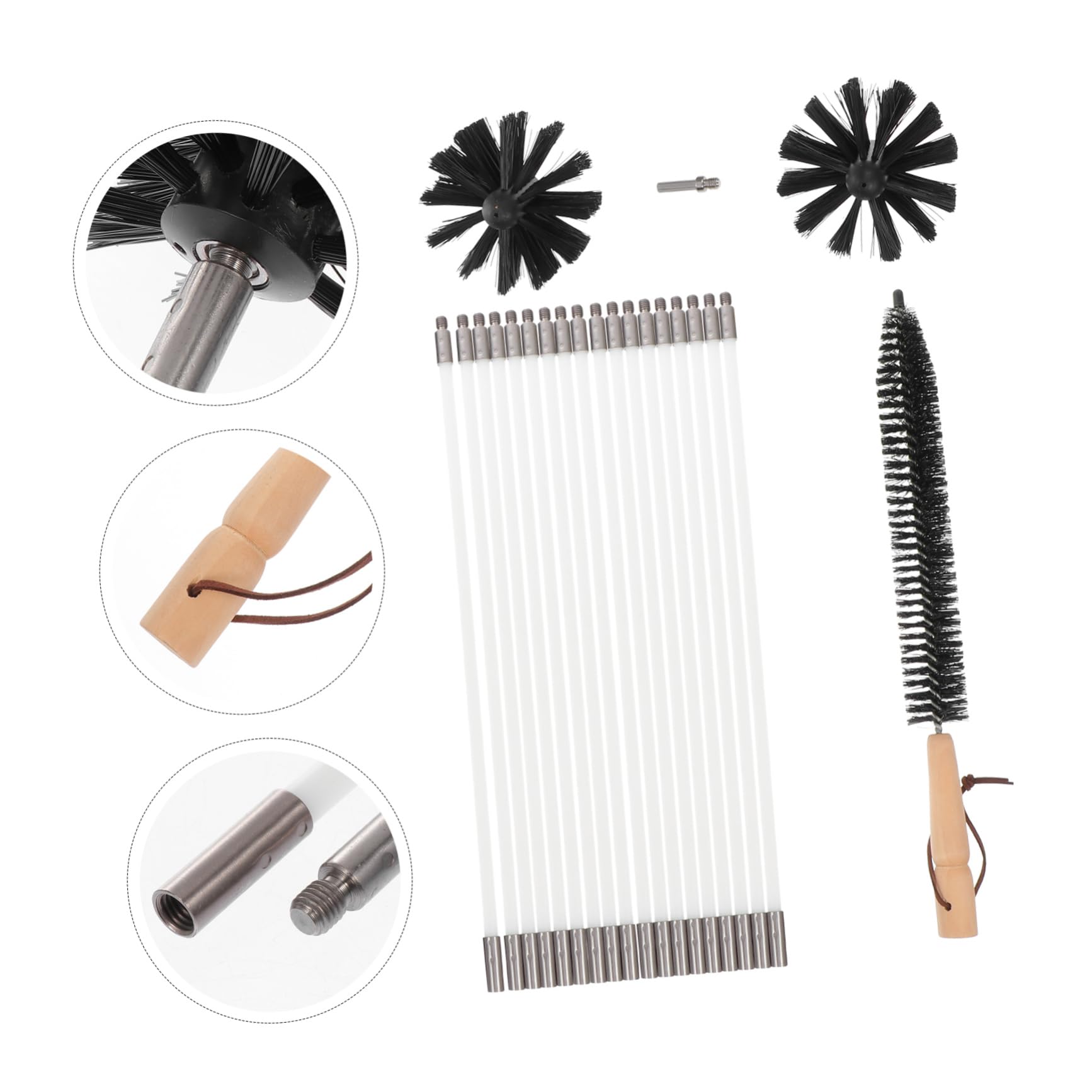MAGICLULU Kit Scovolino Canne Fumarie e Asciugatrice, Spazzola in Nailon Aste Flessibili e Connessione Filettata per Pulizia Interna,