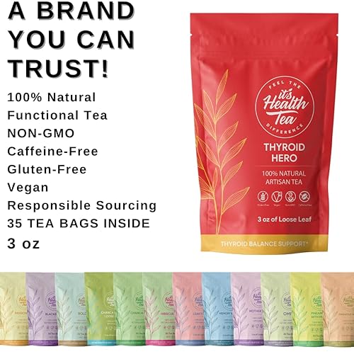 Miniatura 8 de Thyroid Hero for Thyroid Balance Support - Té de hierbas con 8 hierbas funcionales para la salud de la tiroides (35 bolsas de té incluidas)