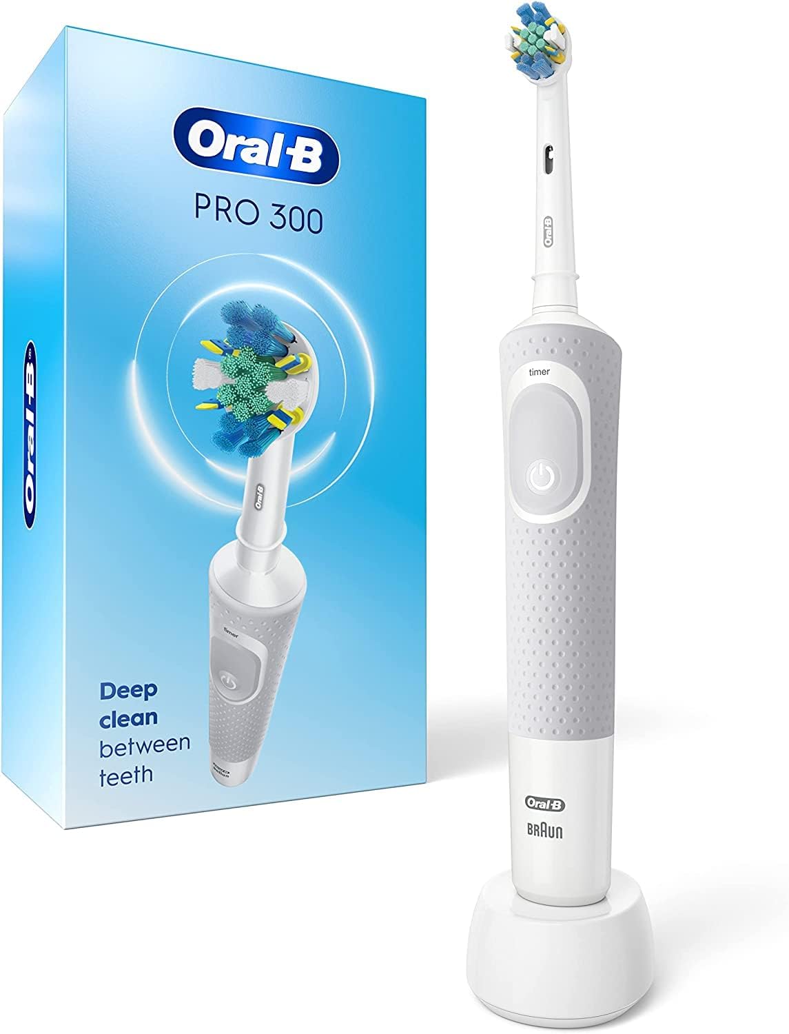 Pro 300 Floss Action Vitality Electric Toothbrush with (1) Brush Head, Rechargeable, White