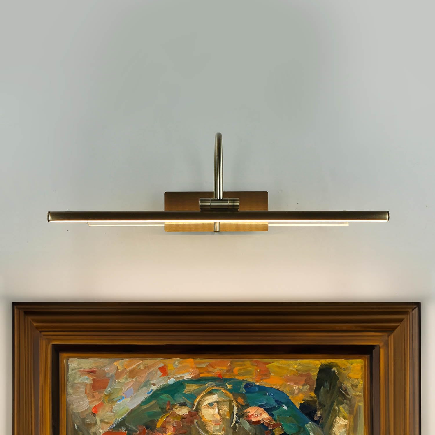 Lámpara LED para cuadros XL de metal en latón antiguo ancho: 45 cm lámpara de espejo clásica orientable para pasillo baño salón dormitorio lámpara de pared lámpara para cuadros