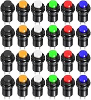 Gebildet 24pcs 12mm Momentary Push Button Switches SPST ON/OFF Multi-Color Mini Round for Car Horn Doorbell PC Lamp AC 250V/1.5A