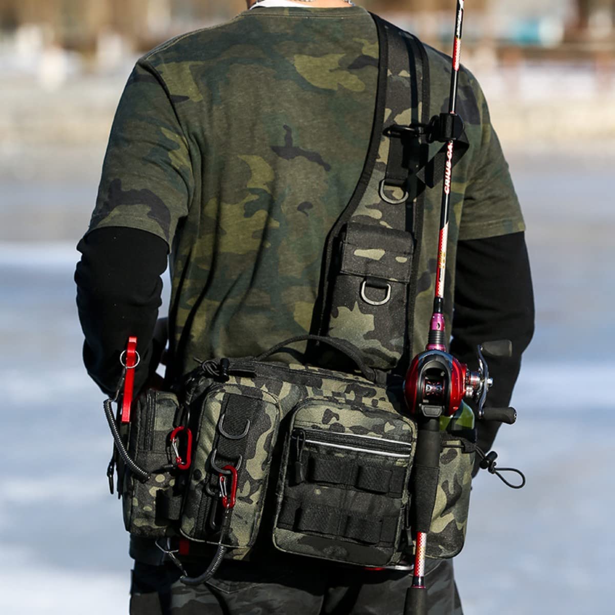 Bolsa de aparejos de pesca, bolsa de almacenamiento de aparejos de pesca, mochila de pesca ligera, bolsa de herramientas para pesca, senderismo, caza, camping
