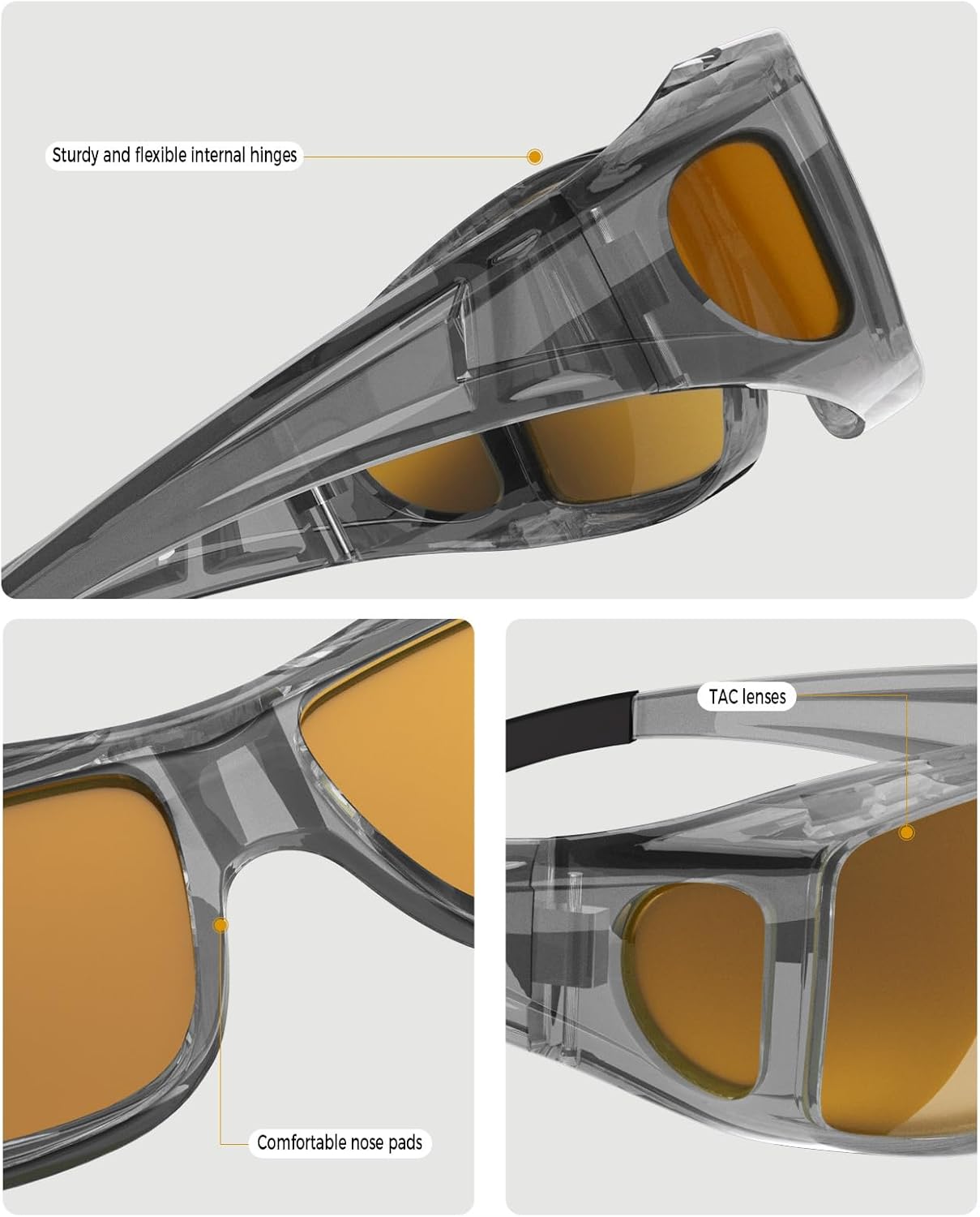 Night Driving Glasses for Men Women Fit Over Sunglasses Anti Glare Polarized HD Night Vision Glasses - Image 4