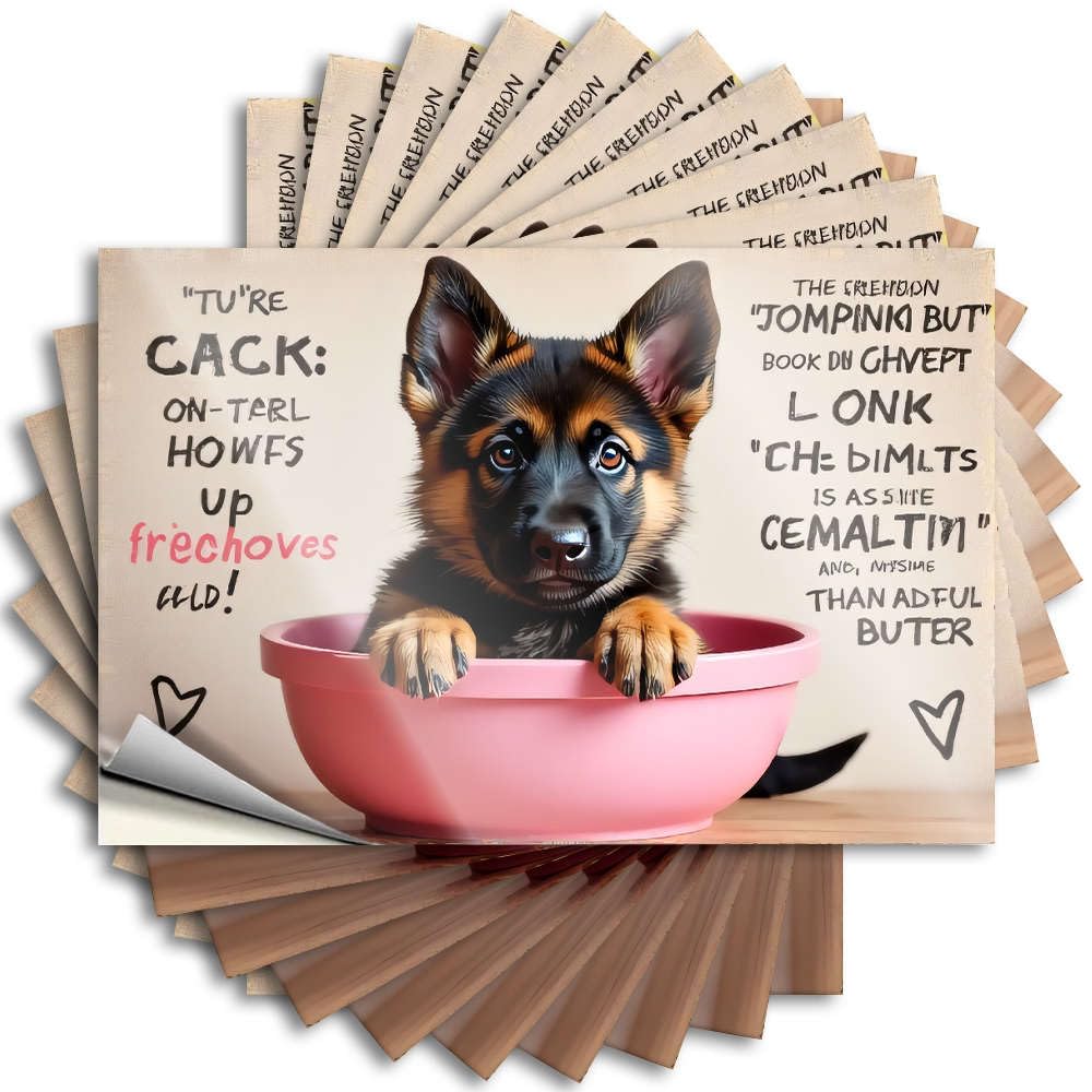Fzfn Colour Tattoos Door Decor Custom Stickers, Tumbler Waterproof A Puppy In A Pink Bowl With Playful Text. For Hydro Flask | Reading Vinyl Decals For Gamer Holiday Gift(8X12cm)