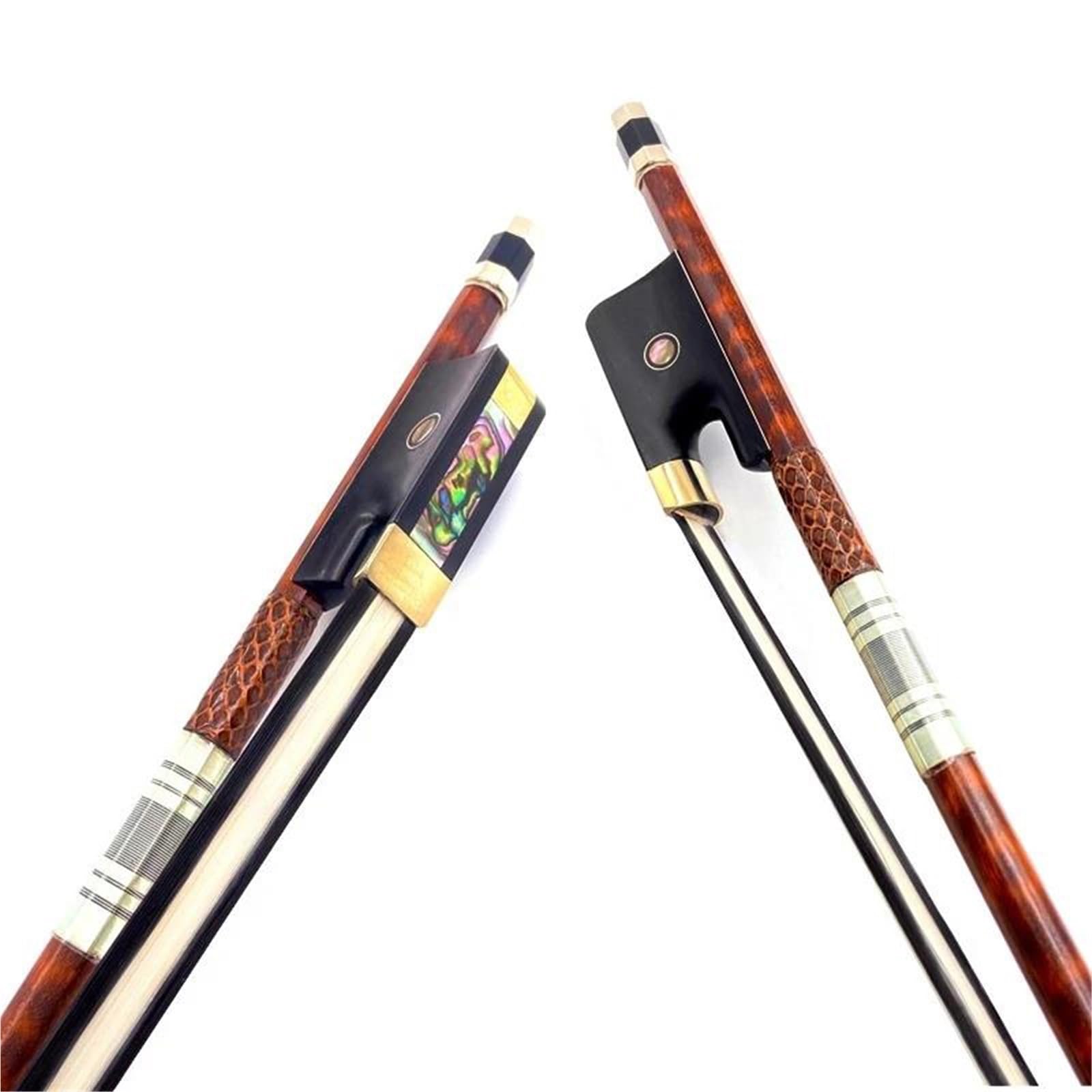 Geigenbogen 4/4 3/4 1/2 Kontrabass Violinenbogen Professionelles Brasilholz Kohlefaser Weißes/schwarzes Rosshaar(Type 27)