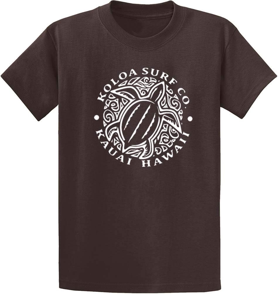 Koloa Surf Honu Hawaiian Turtle Front Logo Heavyweight Cotton T-Shirts Small Dark Chocolate Brown - White Logo