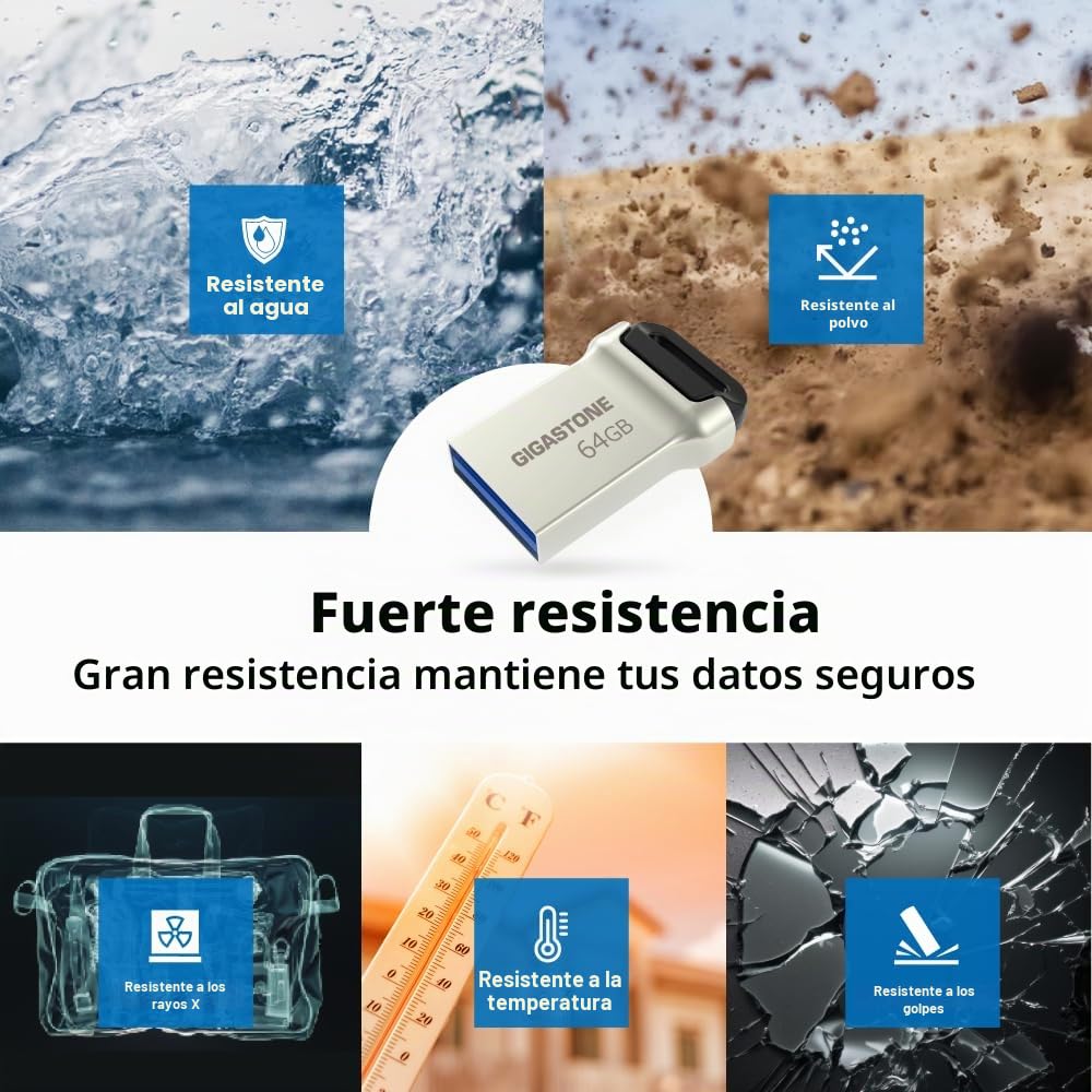 Gigastone Z90 [2-Pack] 64GB USB 3.1 Flash Drive, Mini Fit Metal Waterproof Compact Pen Drive, Reliable Performance Thumb Drive, USB 2.0 / USB 3.0 Interface Compatible