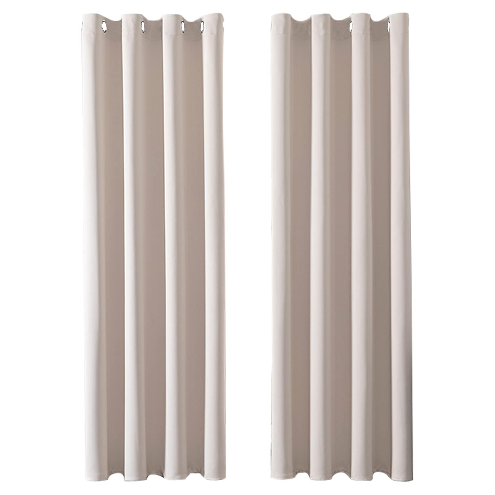 MRTREES Tenda oscurante termica anti calore, tende oscuranti termiche, isolanti anti anti freddi, con occhielli, tenda fonica anti rumore, per camera da letto, soggiorno, beige, 140 x 250 cm, 2 pezzi