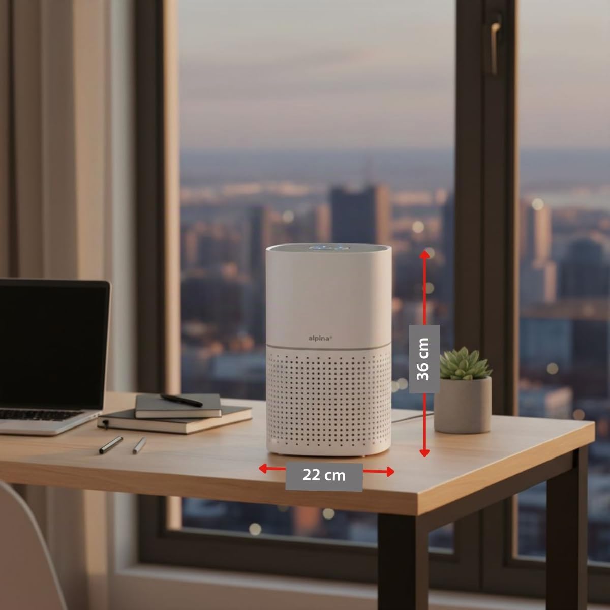 alpina Luftreiniger mit Ionisator - Air Purifier mit HEPA-Filter H11 - Luftfilter mit 3 Geschwindigkeiten - Lufterfrischer mit Timerfunktion - Stille Nachtmodus Räume bis 28 m² Weiß