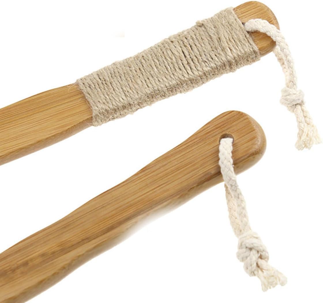 Gatuida Curved Long Handle Bath Brush Bristle Body Scrubber Non-Slip Massage Brush 40cm for Wet and Dry Skin Exfoliation