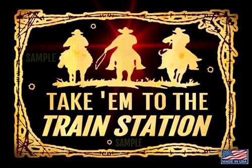 8"x12" All Weather Metal Sign! USA Made! Man Cave Western Lodge Log Cabin Rustic Yellowstone Dutton Ranch Decor (Train Station)