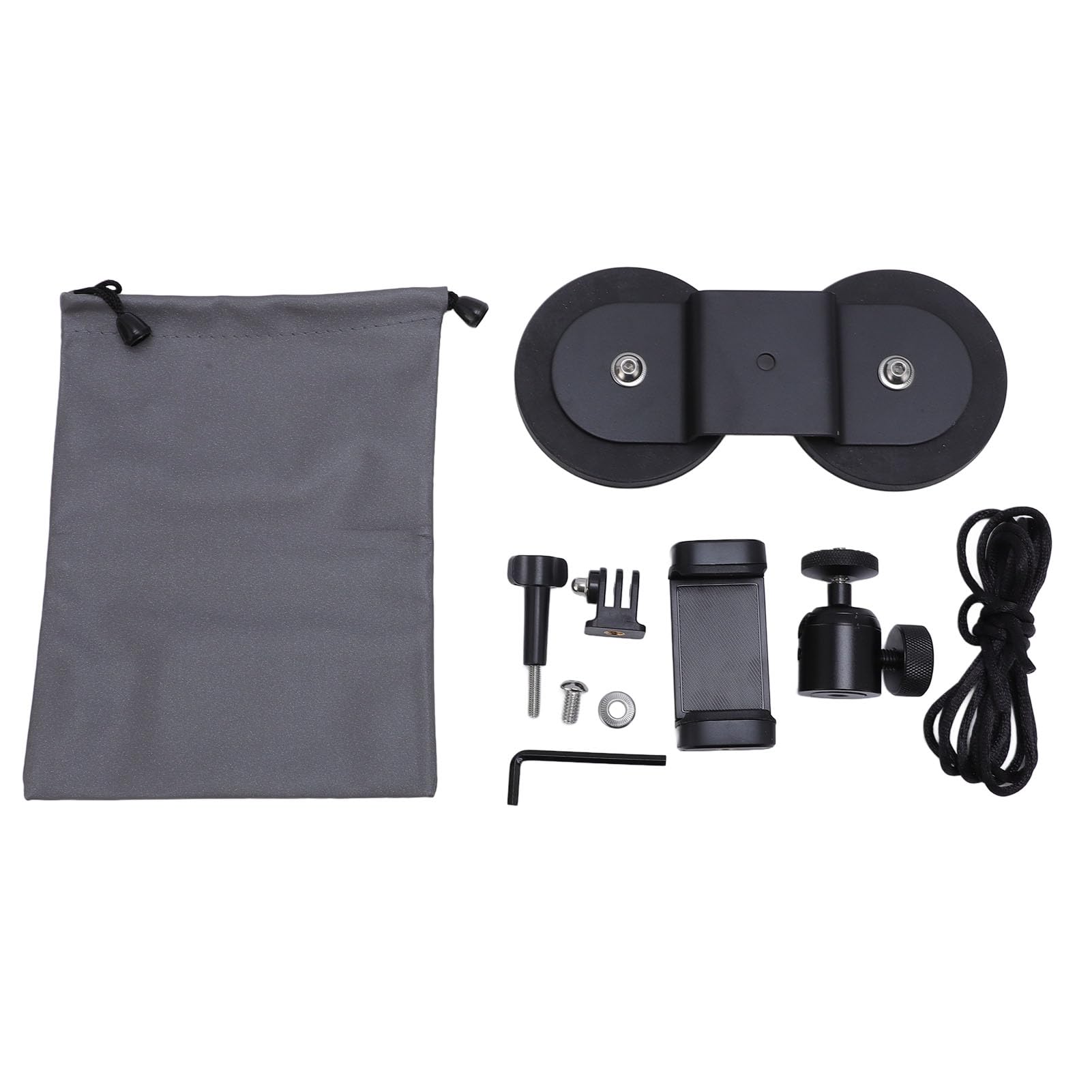 Supporto Magnetico per Action Camera, Staffa Regolabile a 360 | Supporto da auto a forte aspirazione per Action 5 Pro, Go 3S, 13 Black, 3, Telefono