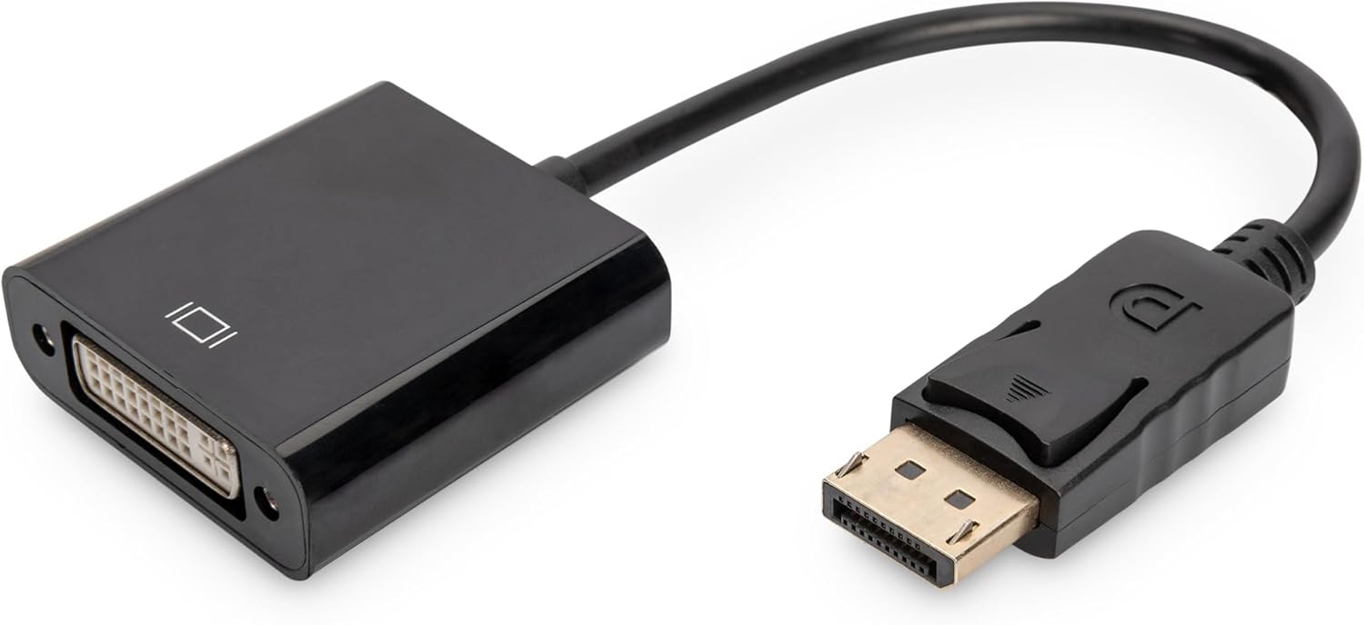 Assmann 340409 LCD/Display Port Adapter Cable DisplayPort to DVI 24 + 5 Pin Male to Female 0.2 m with Latch