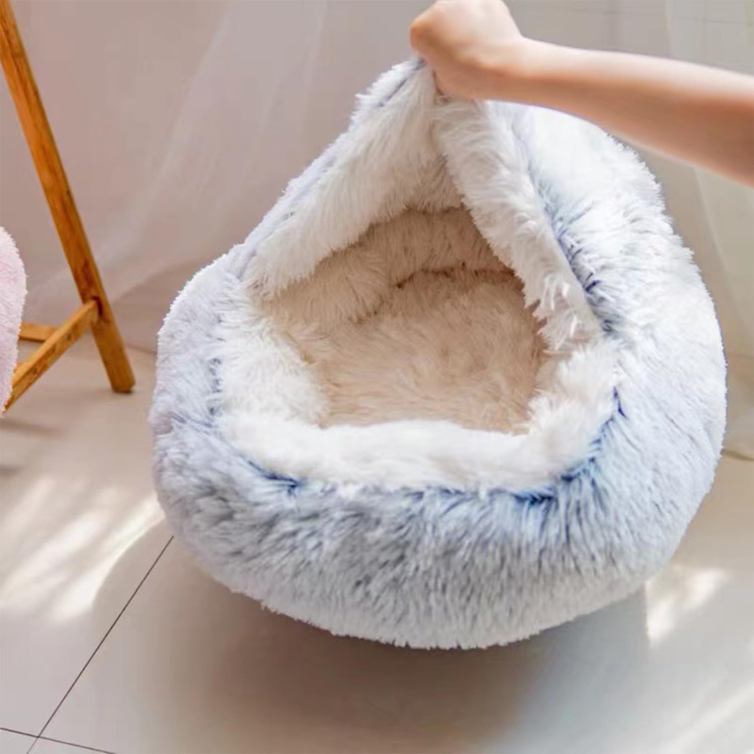 Letto soffice per Cani a Forma di Conchiglia Cuccia per Gatti da 60 cm Calmante Soffice Peluche Letto per Animali Domestici Divano per Lettino Gatto Cesto per Gatto e Cane (Grigio, 60cm)