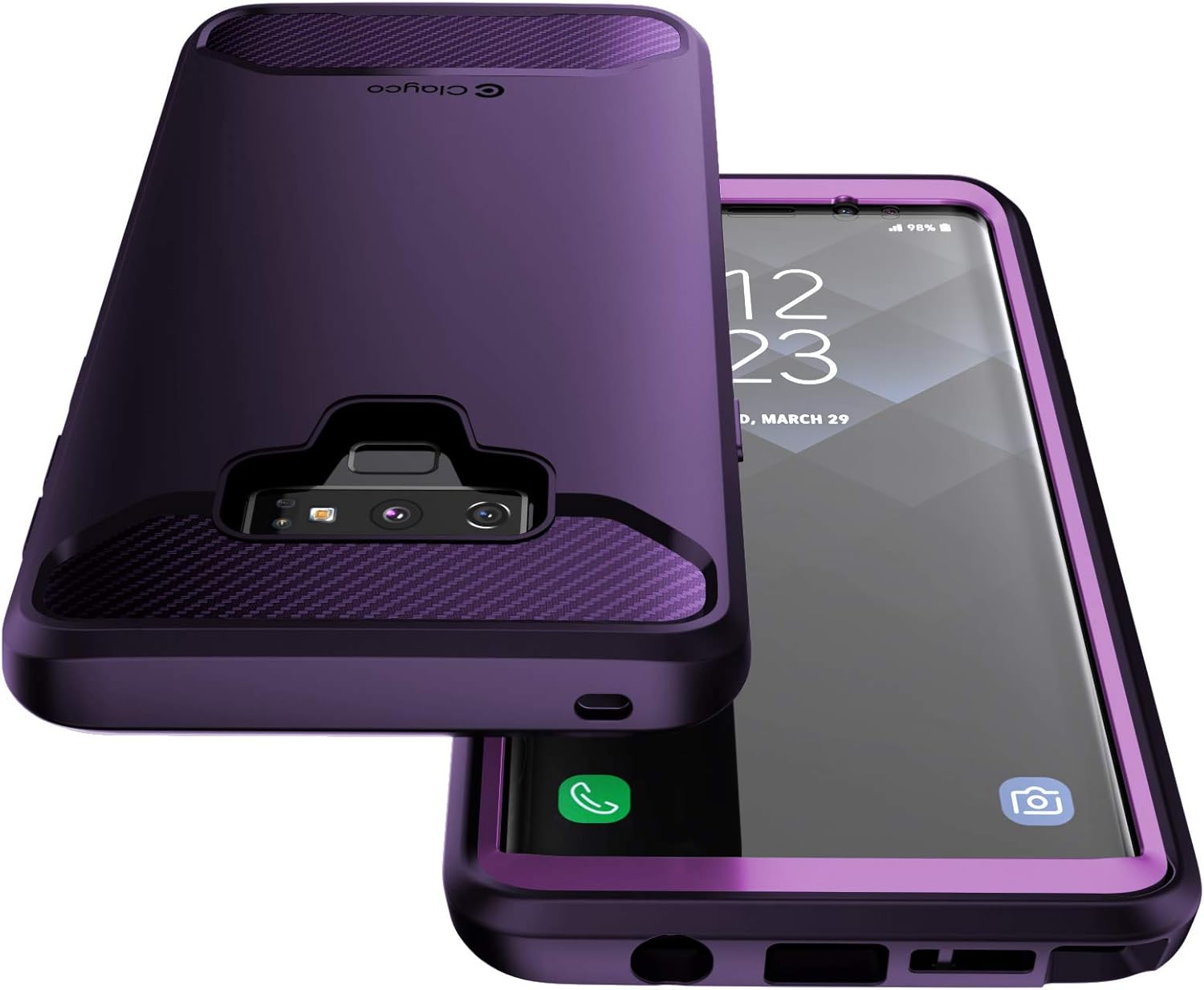 Clayco Compatible with Case for Samsung Galaxy Note 9 (2018 Release) 5G 360 Degree Mobile Phone Case Rugged Protective Bumper Case Full Cover with Built-in Screen Protector (Purple) - Image 8