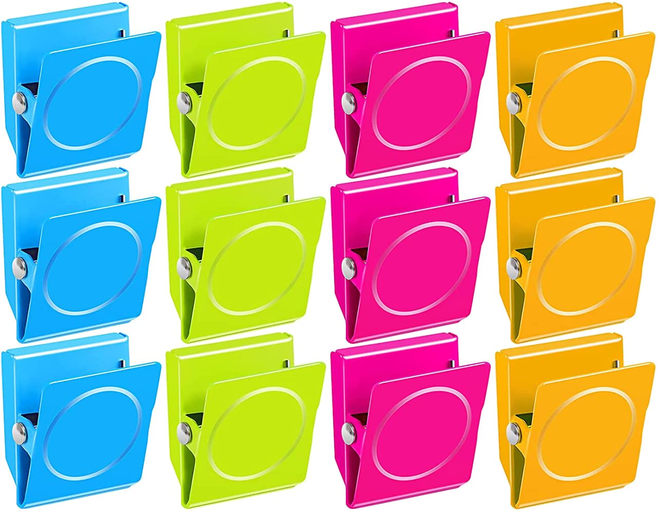 BamLue12-Piece Fridge Magnets Magnetic Clips, Refrigerator Magnet Metal Clip Memo Note Clip Paper Clamp Great to Whiteboard Wall Fridge Kitchen Calendar for House Office Personal Use
