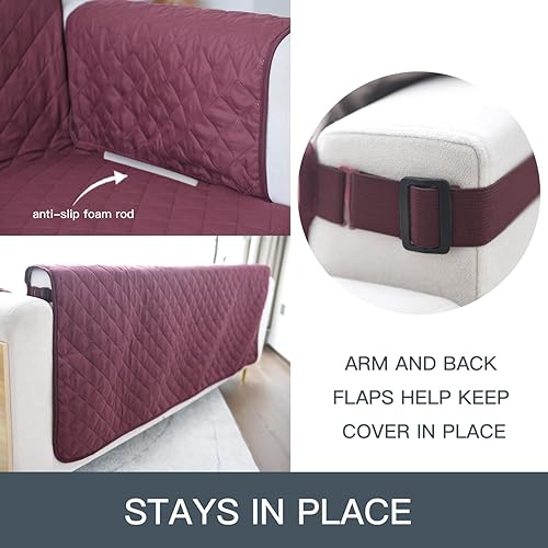 Miniatura 3 de YuppieLife Funda reversible para sofá, funda protectora duradera y antideslizante para muebles, para mascotas, perros, niños, sofá biplaza de 46