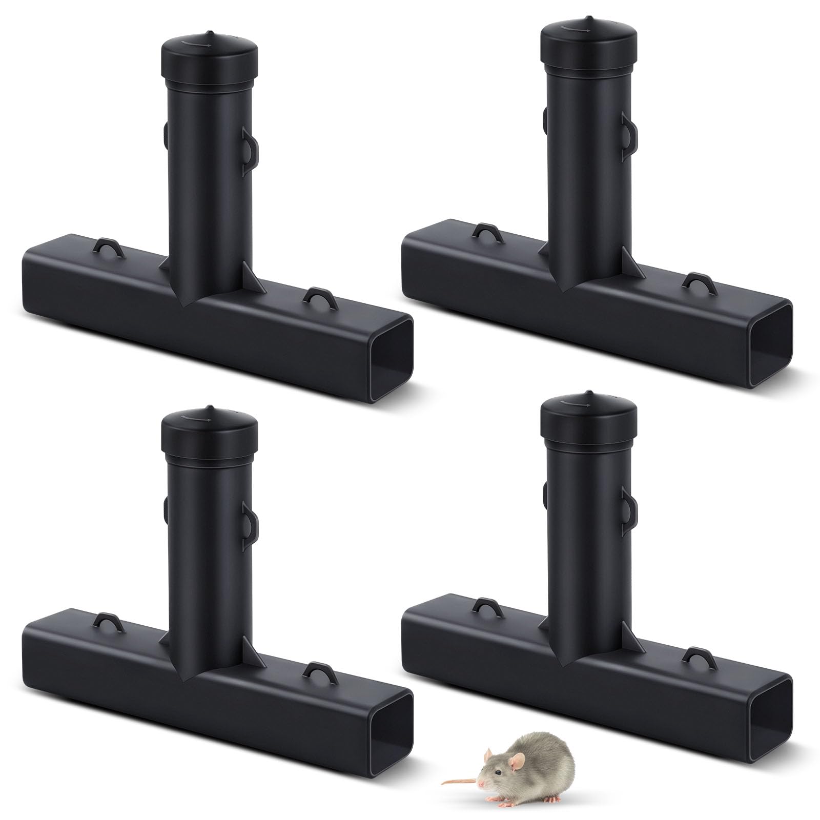 Qualirey 4 Pcs Rodent Bait Station Mouse Rat Stations 15.2 x 10.6 Inch Dual Entrances Rodent Rat Poison Box Vole Traps Compatible with Bait Blocks Liquid or Granular for Outdoor Indoor
