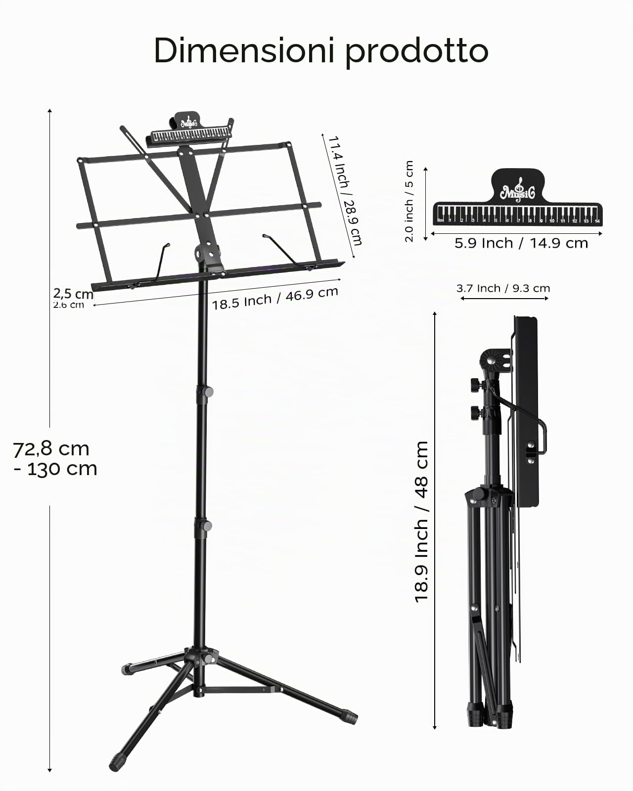 K KASONIC Leggio, Kasonic 2 in 1 Leggio per spartiti pieghevole a doppio uso e supporto per libri da tavolo, portatile e leggero con supporto per clip per spartiti