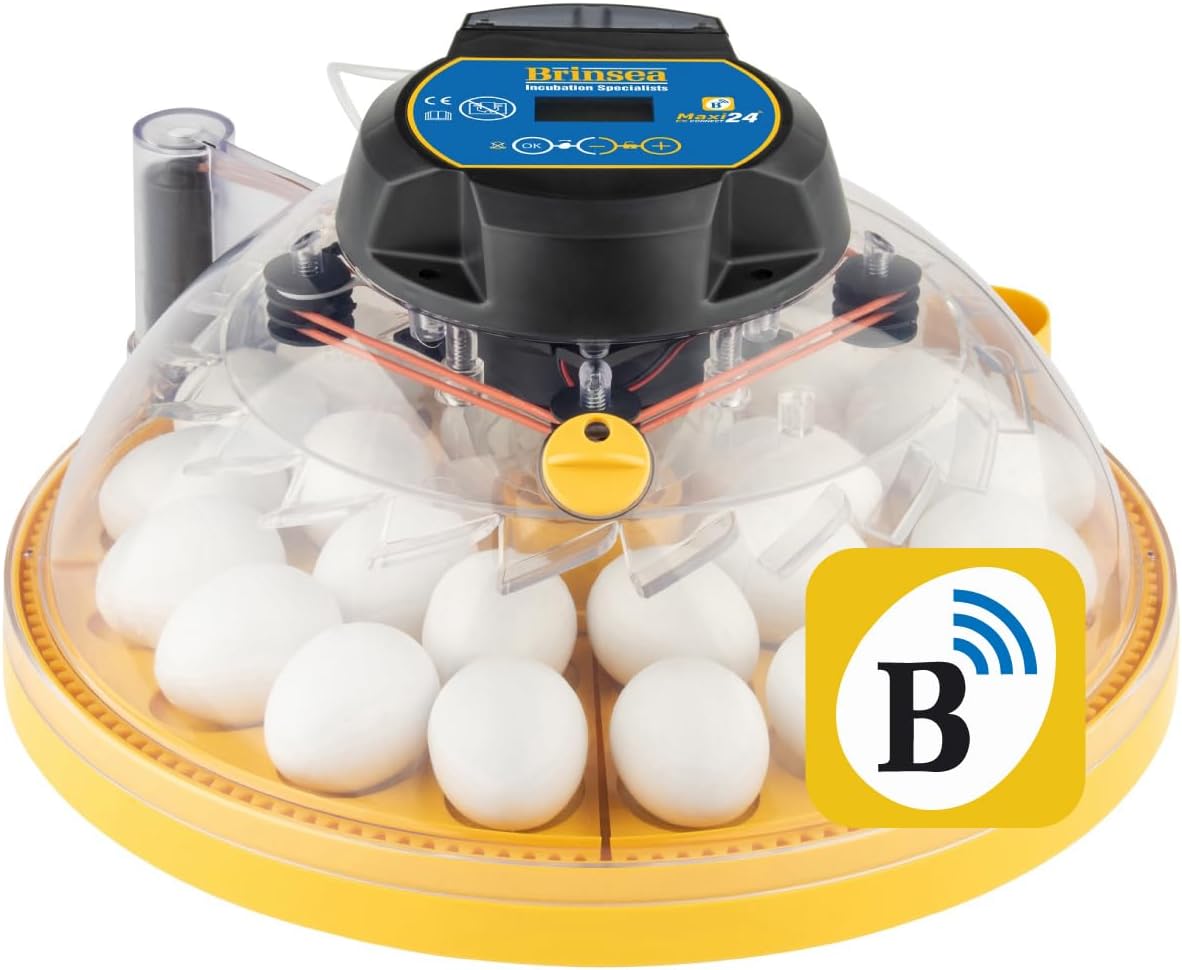 Maxi 24 EX Connect App Controlled Egg Incubator with Automatic Humidity Control and Egg Turning for Hatching 24 Chicken, Duck, Other Eggs. Precision App-Driven Digital Controls and Alarms