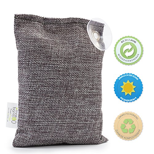 Preisvergleich Produktbild mosoobamboo Geruchskiller freshFridge - 150g aus Bambus Aktivkohle - Kühlschrank Geruchsentferner & Gestanksentferner - Natürliche Frische Ohne Chemie - Gegen Kühlschrank-Geruch - Anti Smell