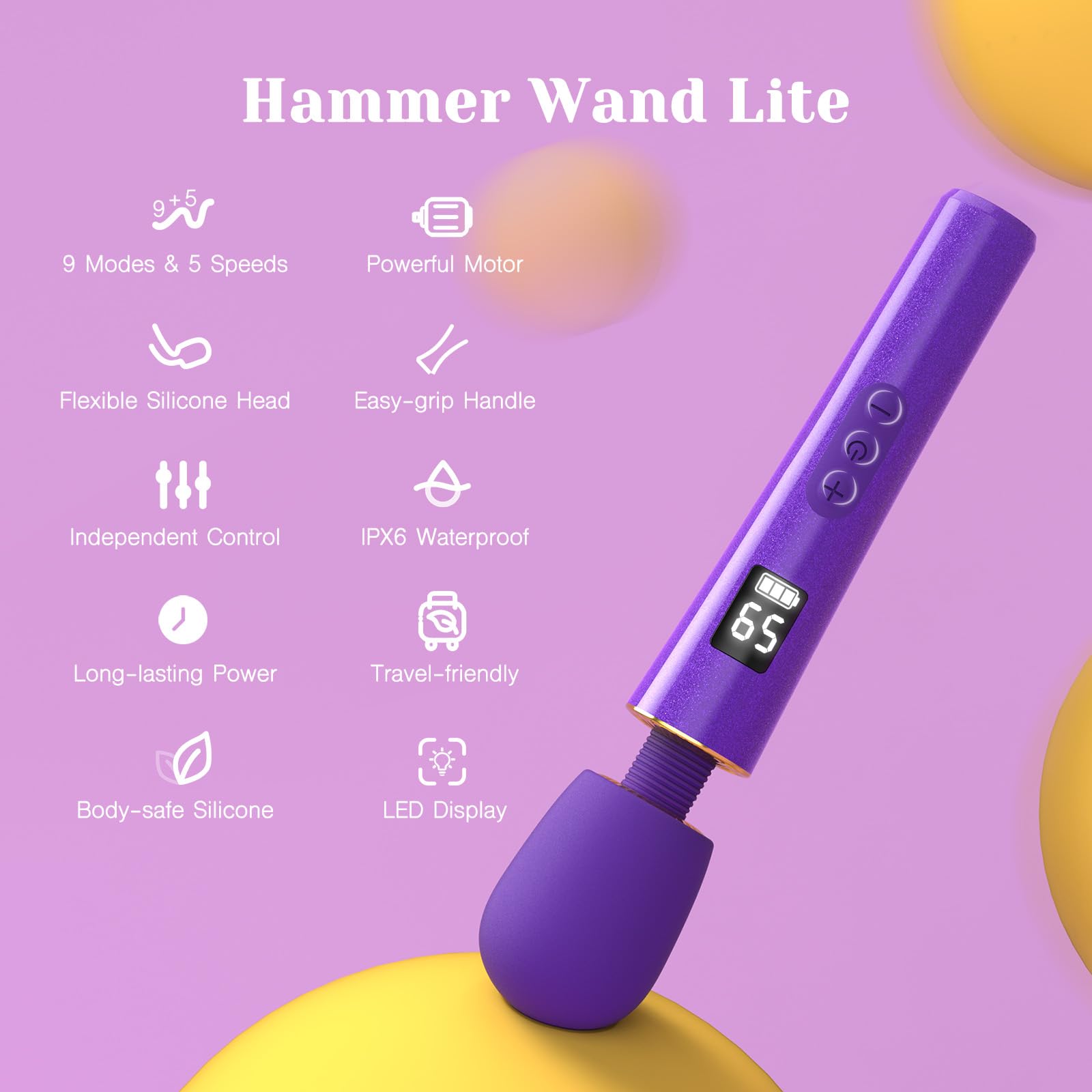 Tracy's Dog Wand Vibrator for Women- Powerful Cordless Full-Body Massager, Waterproof & Rechargeable, Clit Stimulator with 5 Modes & 3 Speeds, Adult Sex Toys for Solo & Couples, Erotic Massage, Hammer: Mini Neon Purple