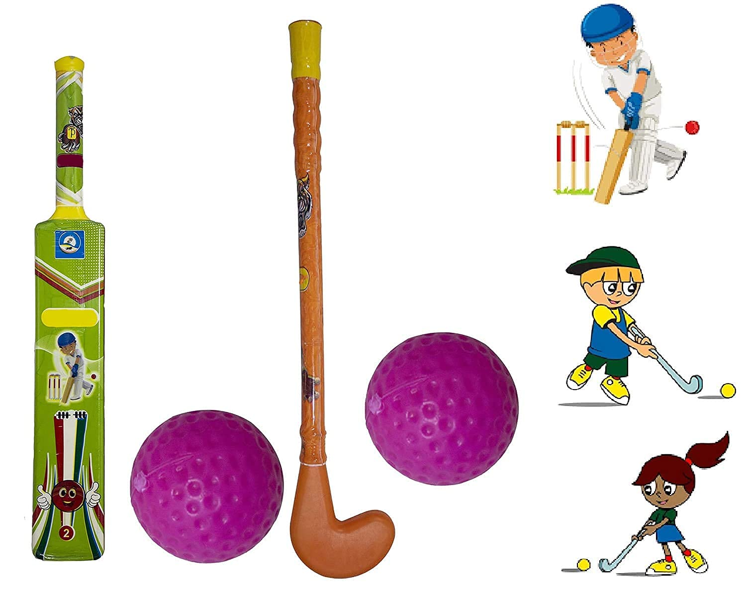 Buy Ekan Hockey Stick and Cricket Bat Ball for Kids Return ...